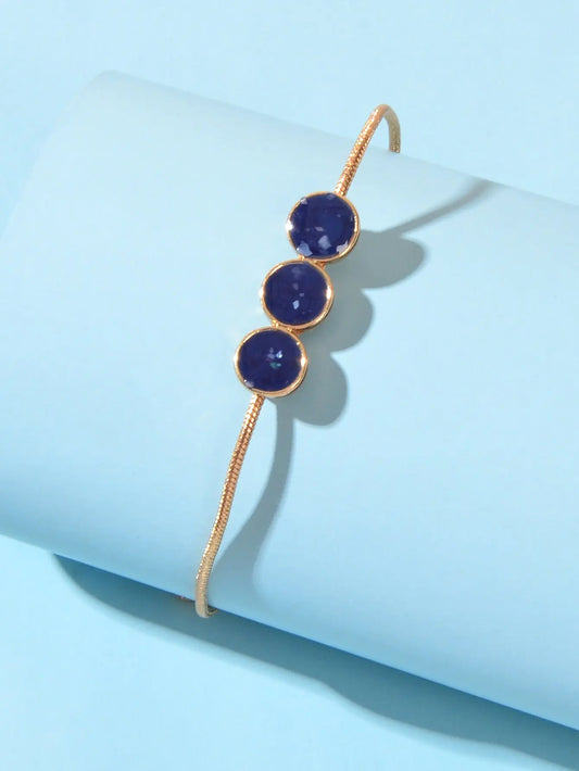 Female Jewellery Blue Enamel Round Gold Chain Adjustable Women Bracelet Bangle Feelontop Jewellery