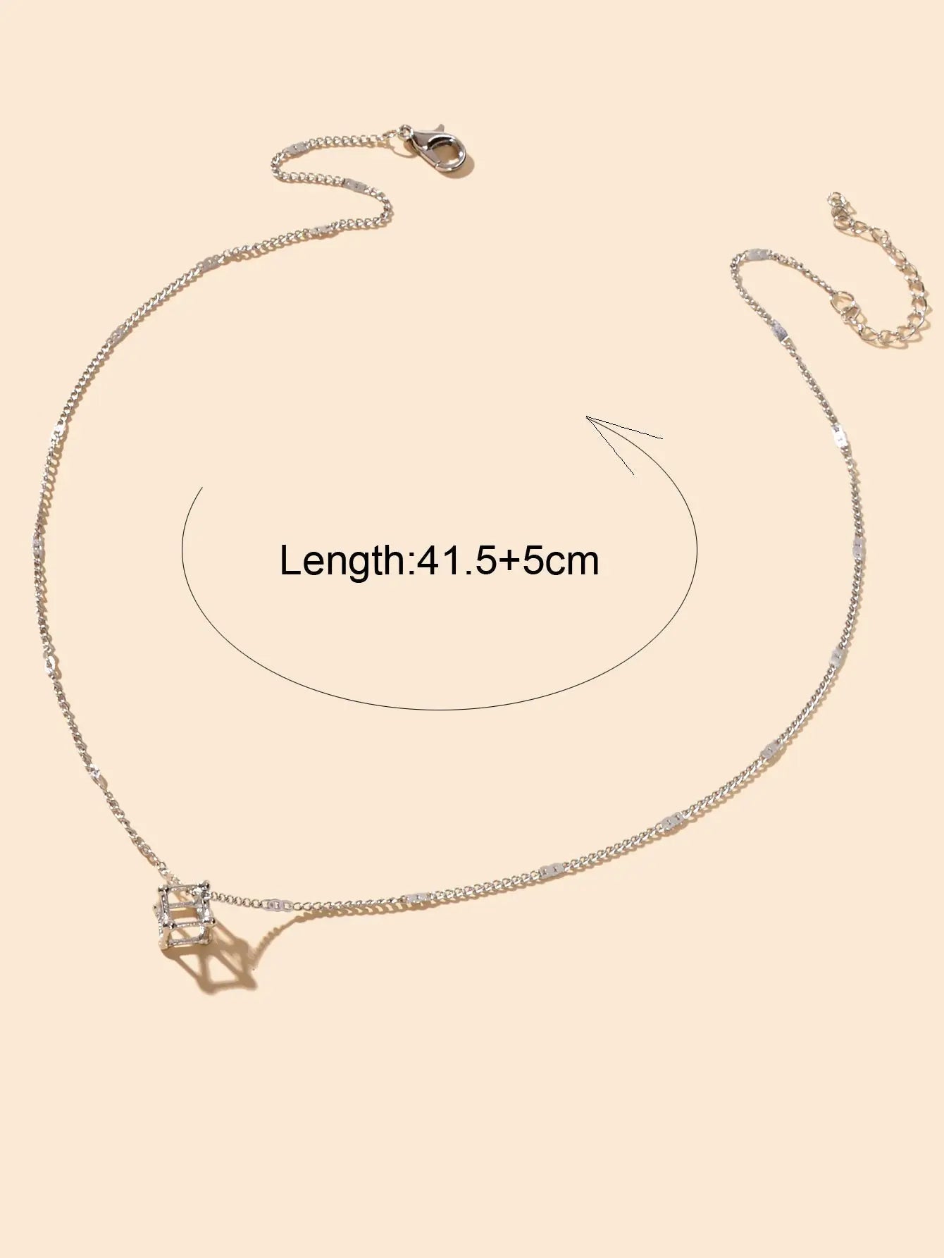 Silver Chain 3D Cube Pendant Necklace Popular Accessories Party Gift Jewellery Feelontop Jewellery