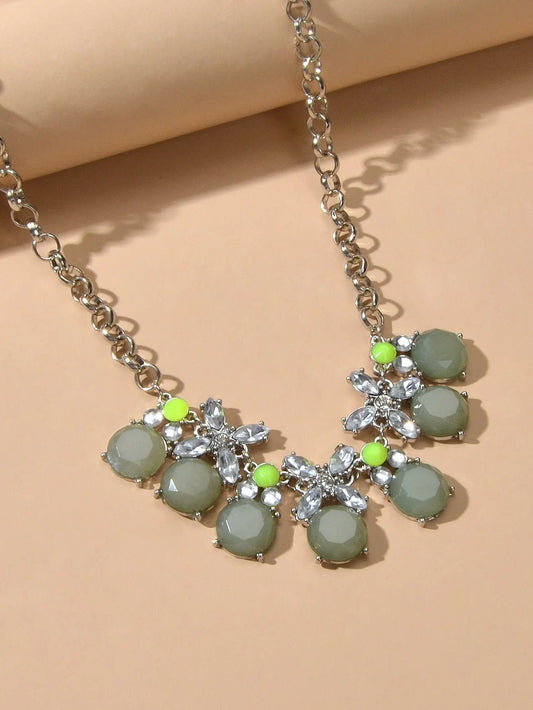 Retro Court Style Acrylic Geometric Flower Chunky Collar Necklace Ladies Jewelry Feelontop Jewellery