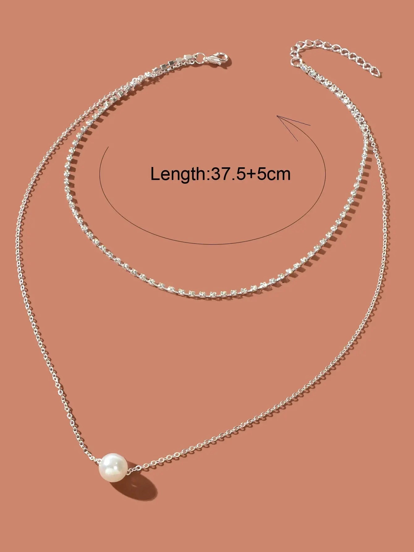 Double Layered Necklace Adjustable Simple Chain Multilayer Rhinestone Collar Feelontop Jewellery