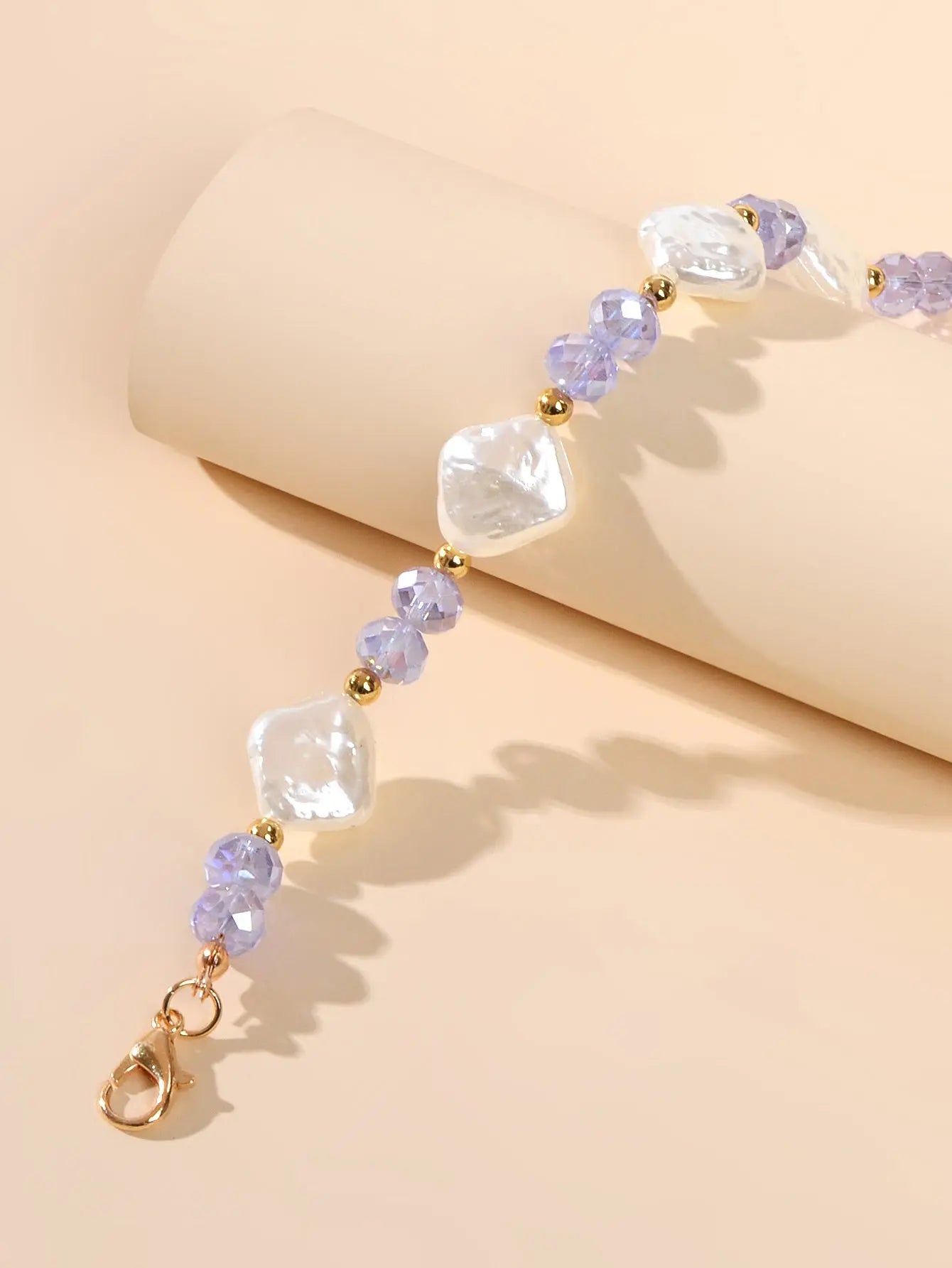 Textured Jewellery Pearl White Purple Beads Bracelet Wedding Party Accessories Feelontop Jewellery