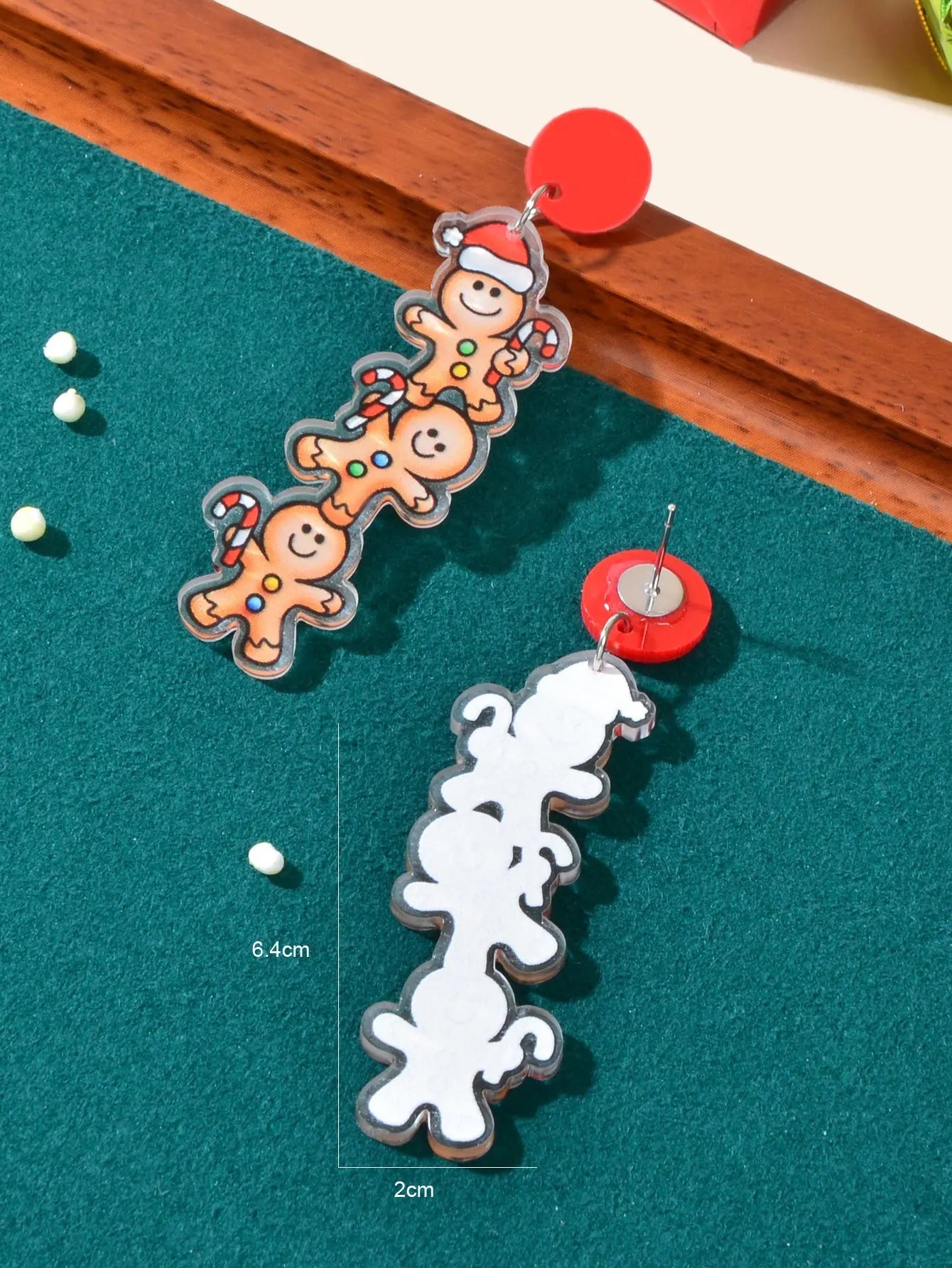 Christmas Cartoon Design Acrylic Gingerbread Man Long Pendant Festival Earrings Feelontop Jewellery