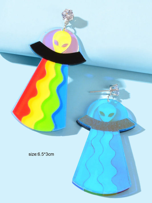 Statement Jewelry Candy Color Resin Saucerman Big Geometric Dangle Punk Earrings Feelontop Jewellery