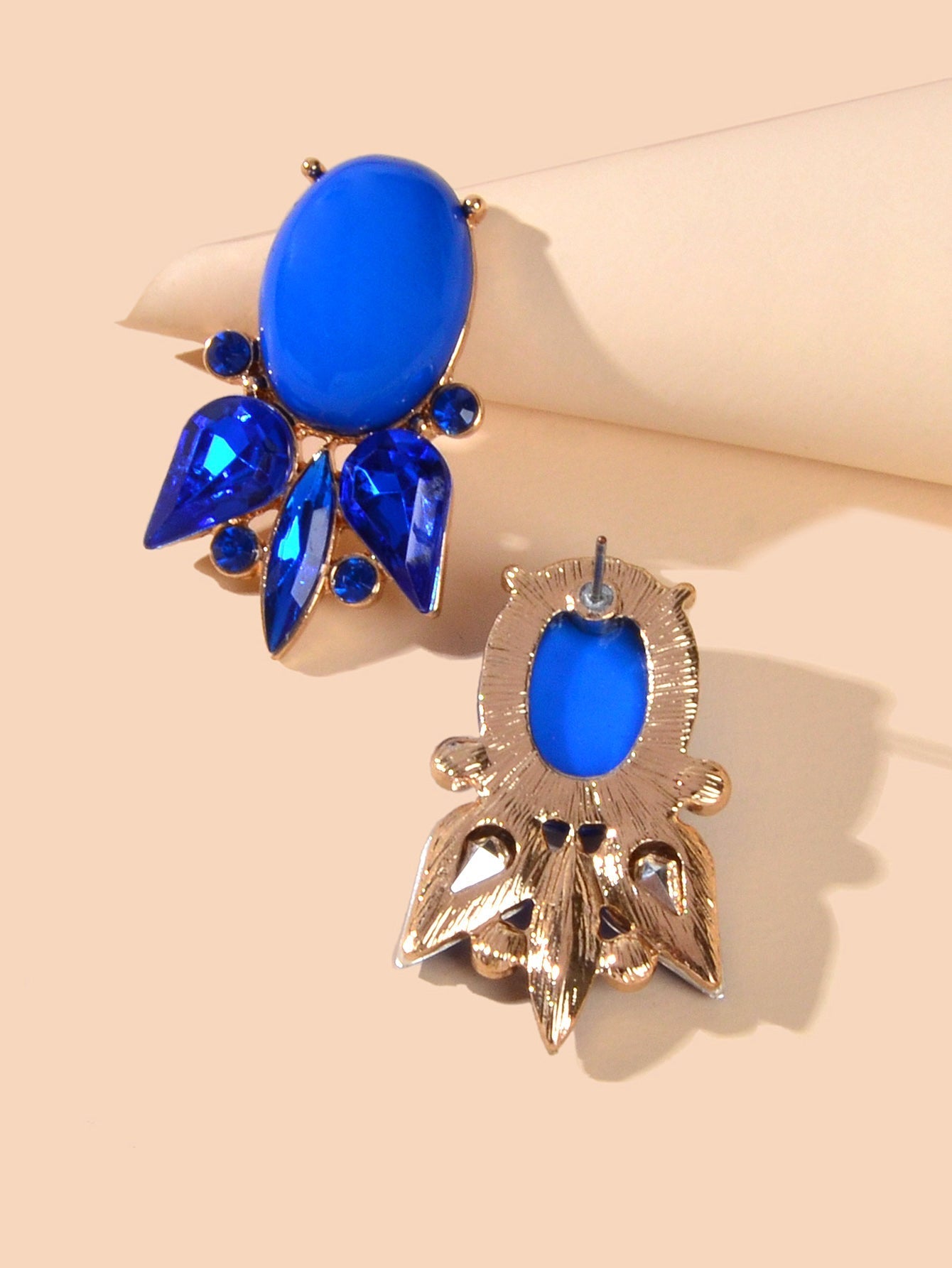 Retro Style Colorful Crystal Geometric Stud Earrings Party Fesvital Jewelry Gift Feelontop Jewellery