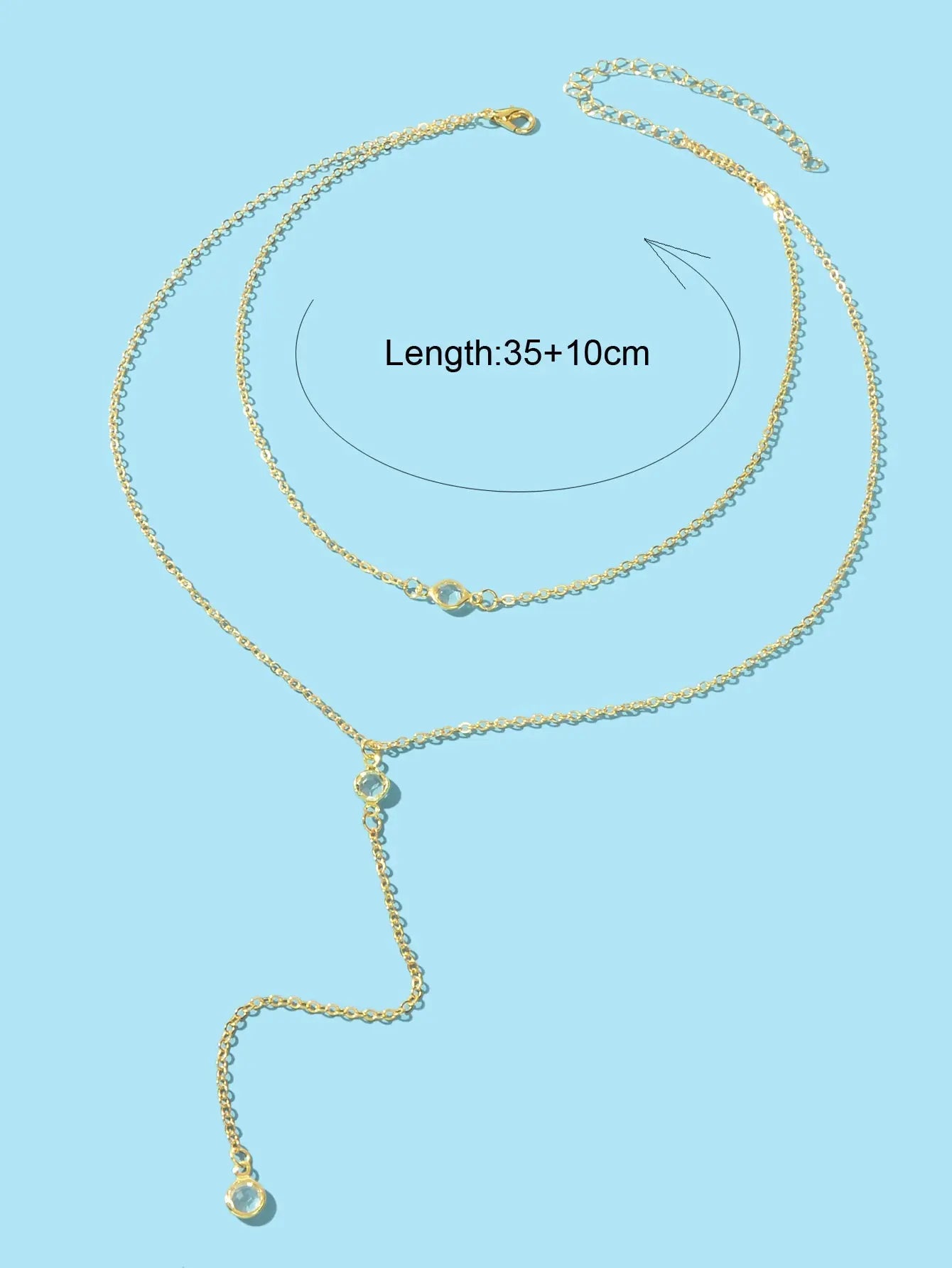 Double Layer Gold Silver Chain Y Style Long Pendant Necklace Trendy Accessories Feelontop Jewellery