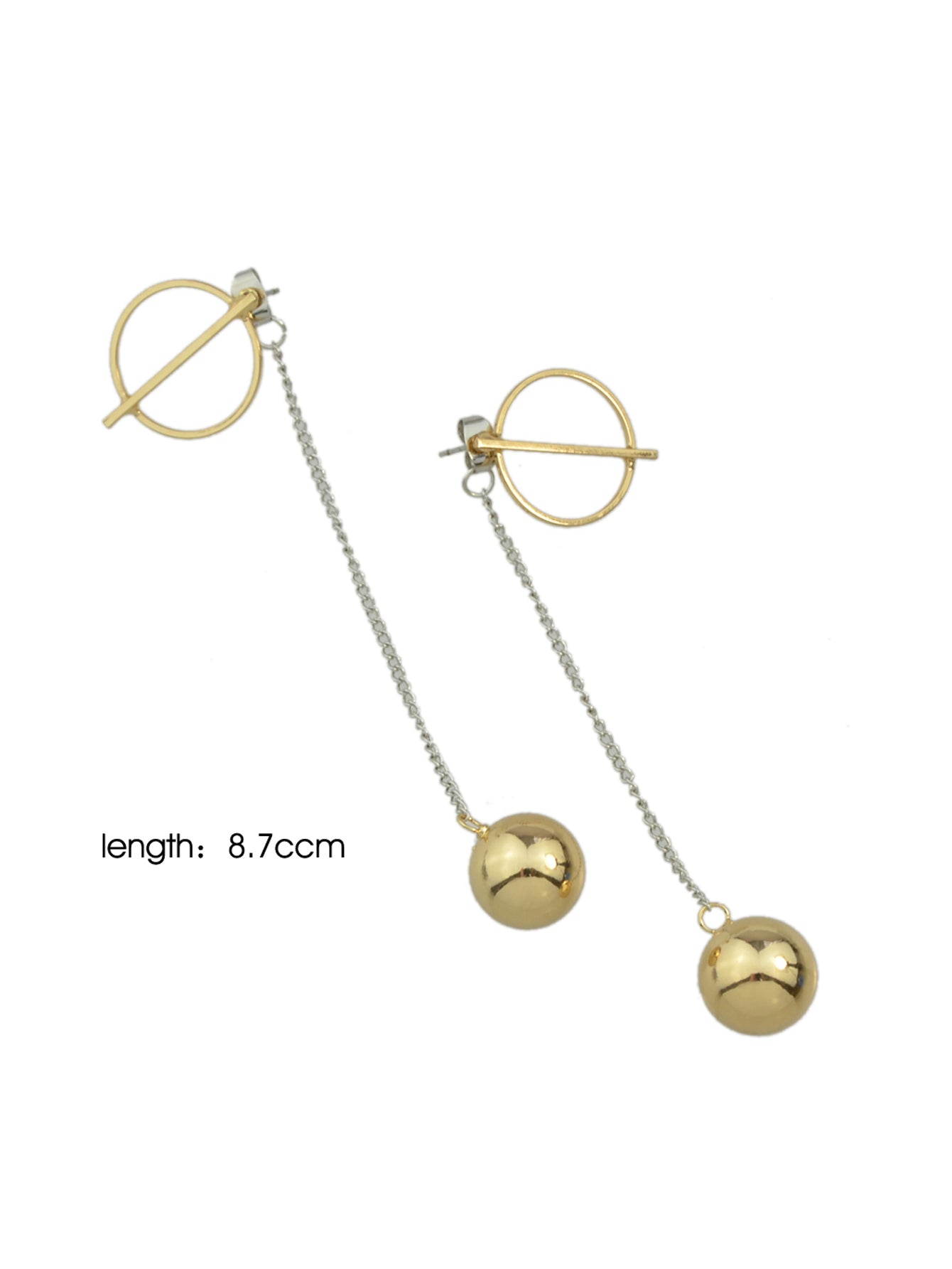 Long Silver Chain Gold Circle Ball Charm Earrings Ear Jacket Party Decoration Feelontop Jewellery