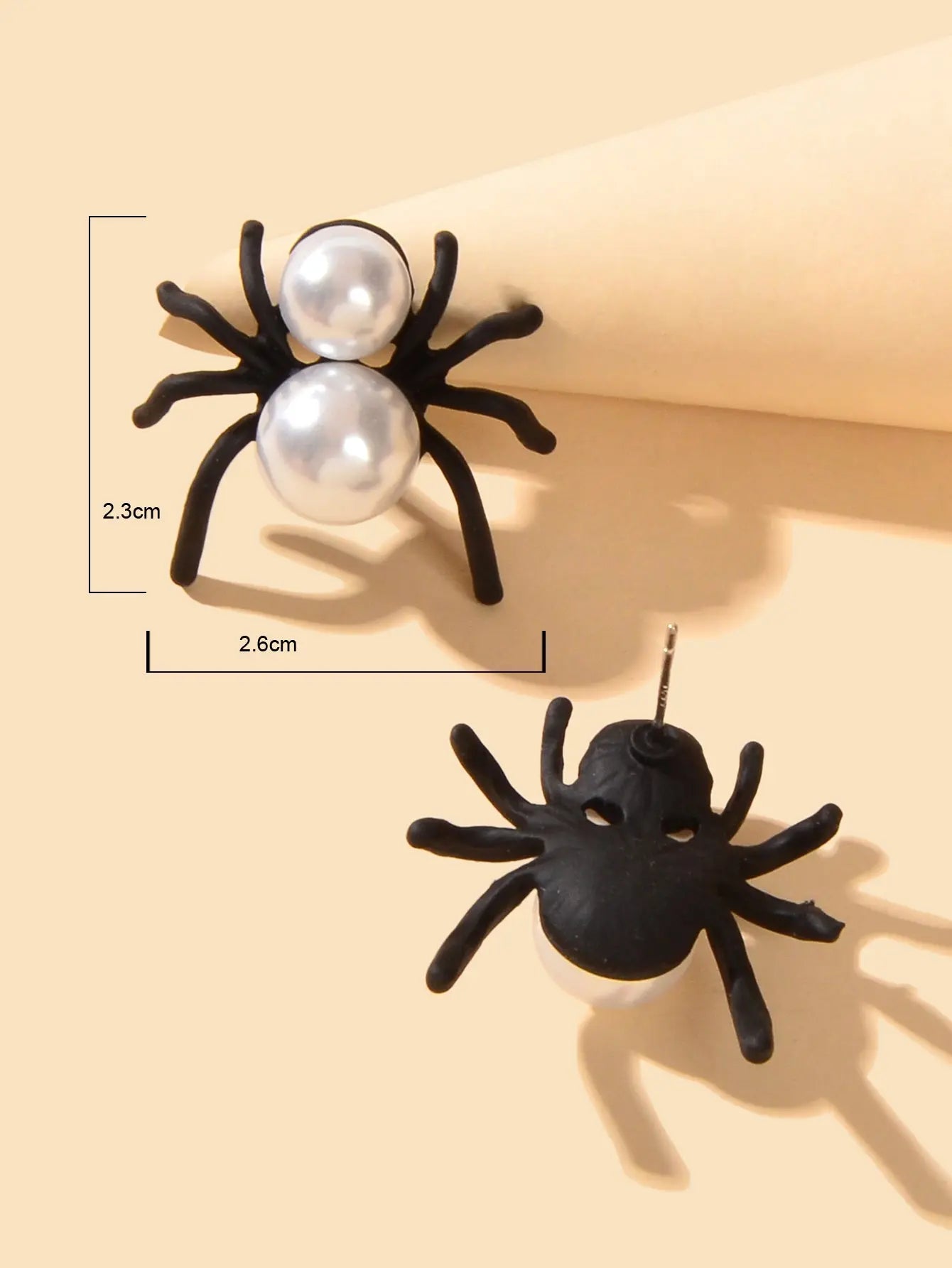 Faux Pearl Black Spider Stud Earrings Girls Costume Party Exaggeration Accessory Feelontop Jewellery