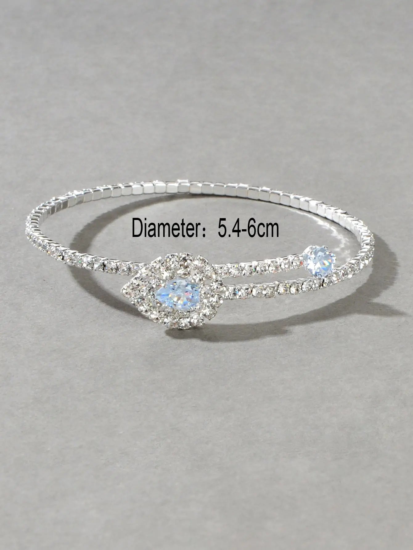 Perfect Wedding Engagement Jewellery Full Zirconia Decor Silver Bangle Bracelet Feelontop Jewellery