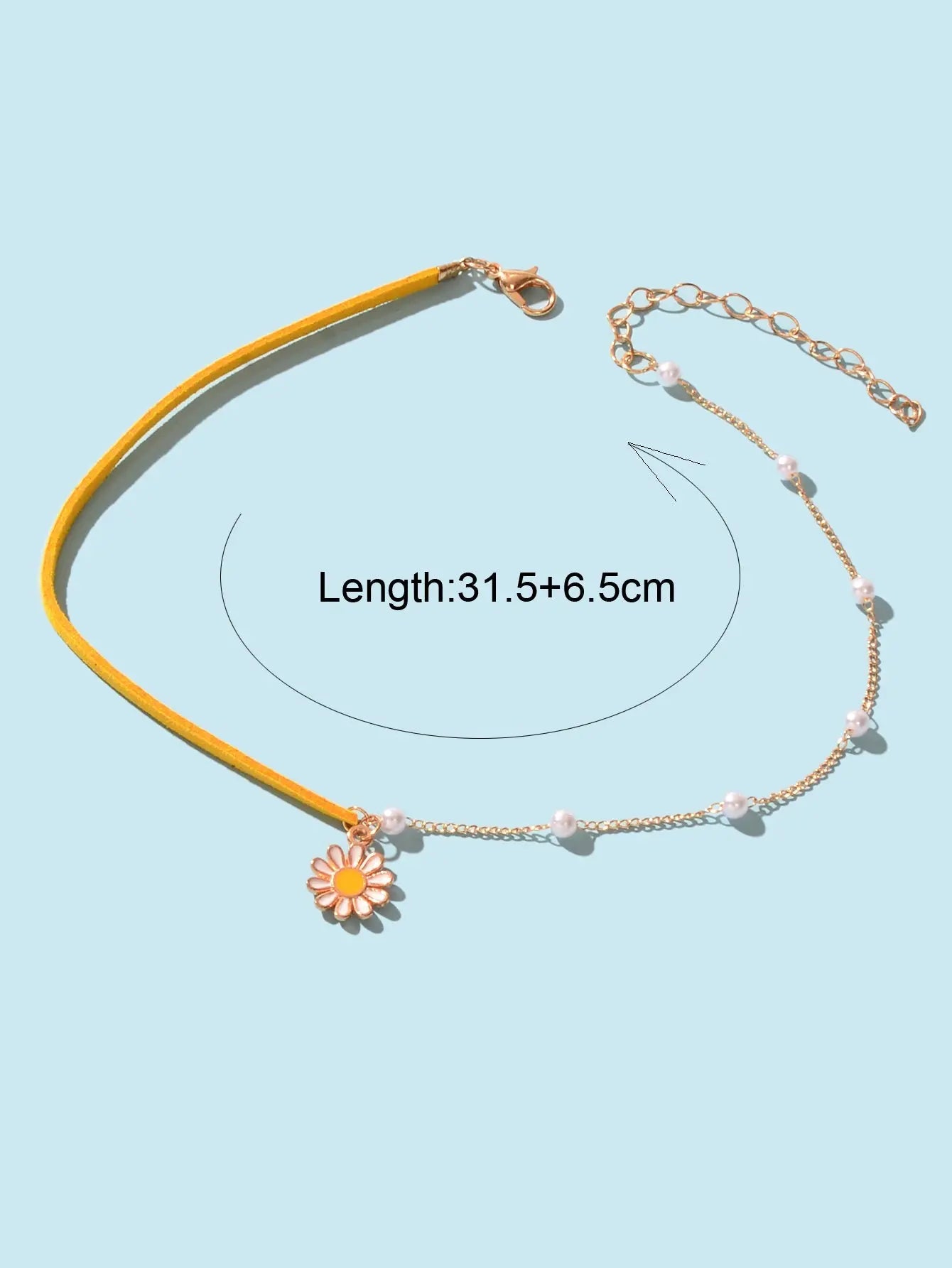 Boho Yellow Pearl Decoration Multiple Chain Exquisite Flower Pendant Necklace Feelontop Jewellery