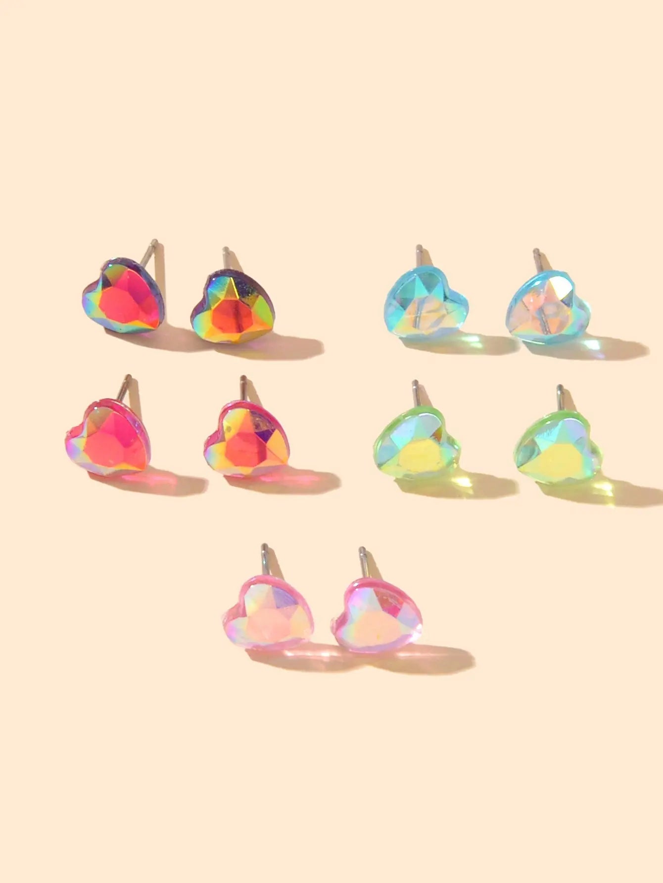 5pairs Funny Gifts Candy Color Small Heart Stud Earrings Lovely Ladies Jewellery Feelontop Jewellery