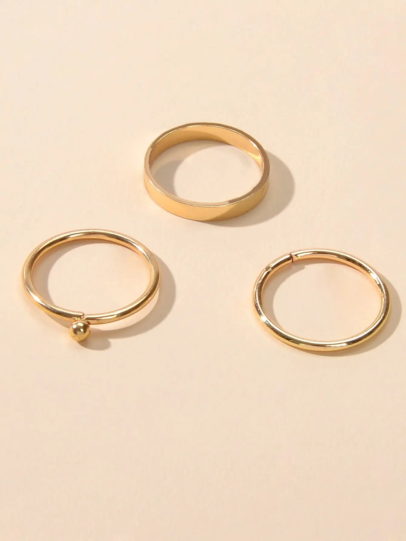Stackable 3 pcs Gold Metal Minimalist Finger Ring set Multiple Rings Bulk Pack Feelontop Jewellery