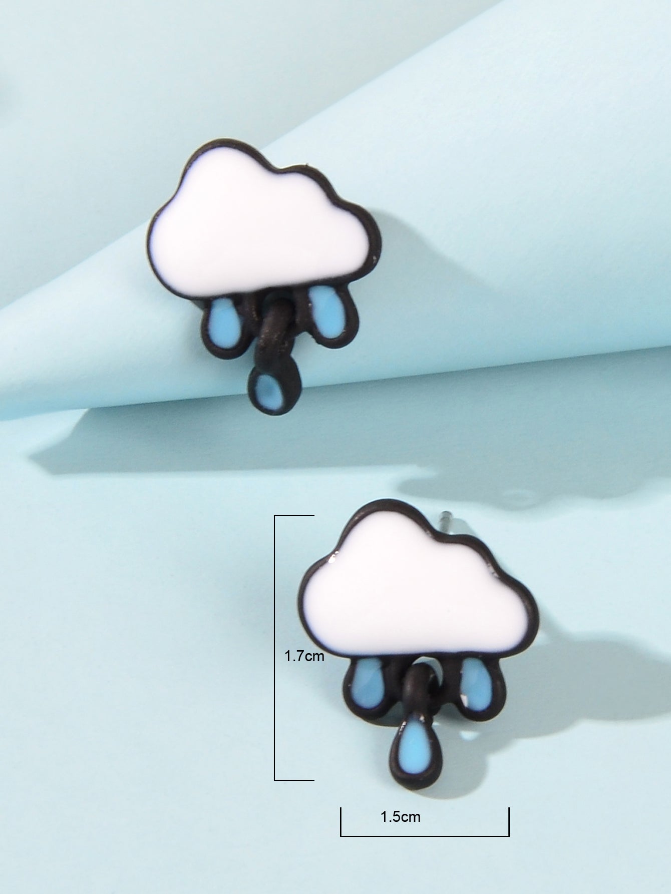 Enamel Alloy Cute White Cloud Blue Raindrop Stud Earrings Cartoon Jewellery Gift Feelontop Jewellery