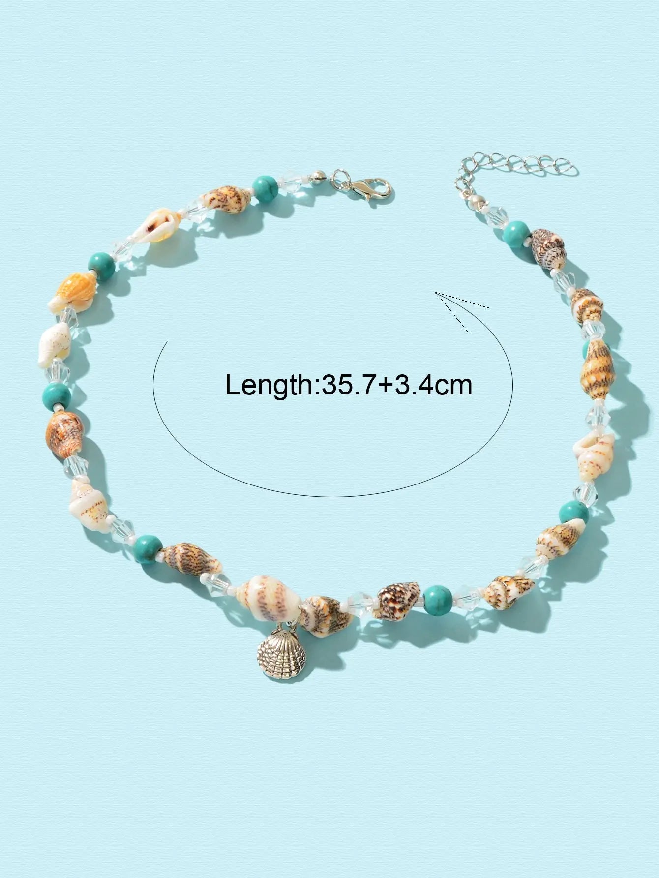 Ethnic Style Handmade Conch Beaded Chain Shell Charm Collar Sea Series Necklace Feelontop Jewellery