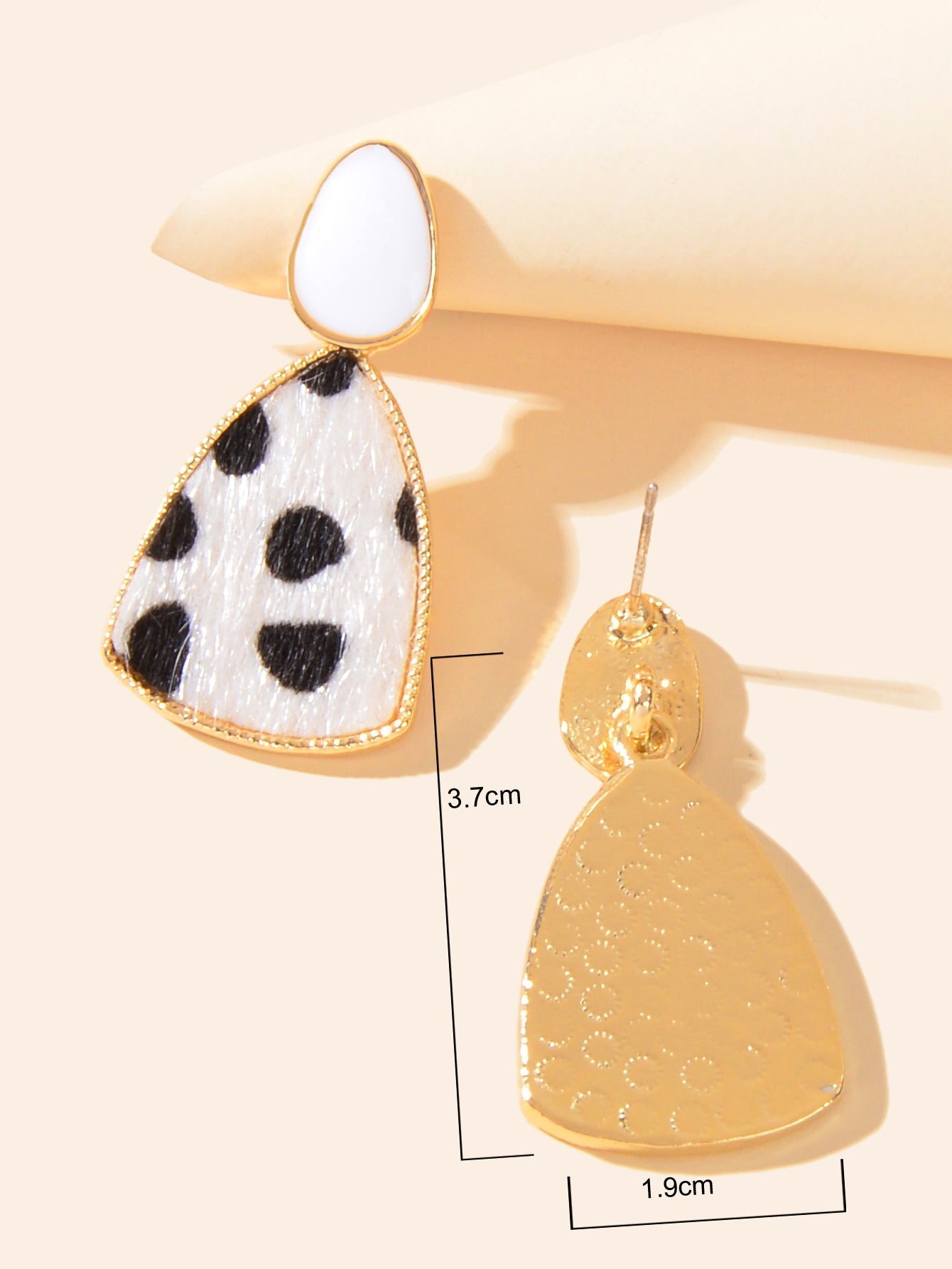 Cow Spot Pattern Geometric Girls Statement Hypoallergenic Pierced Gift Earrings Feelontop Jewellery
