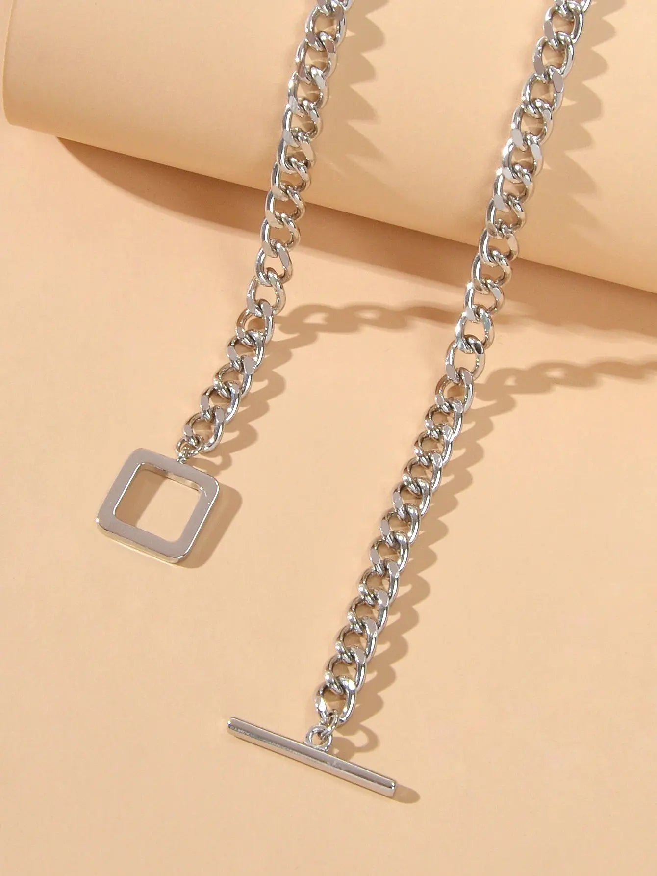 Punk Statment Jewelry Crude Y Lariat Chain Minimalist Square Collar Necklace Feelontop Jewellery