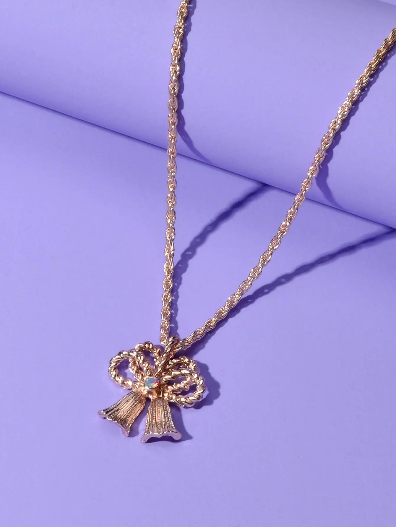 Festival Jewellery Gold Silver Chain Bow Bells Charm Necklace Women Accessories Feelontop Jewellery