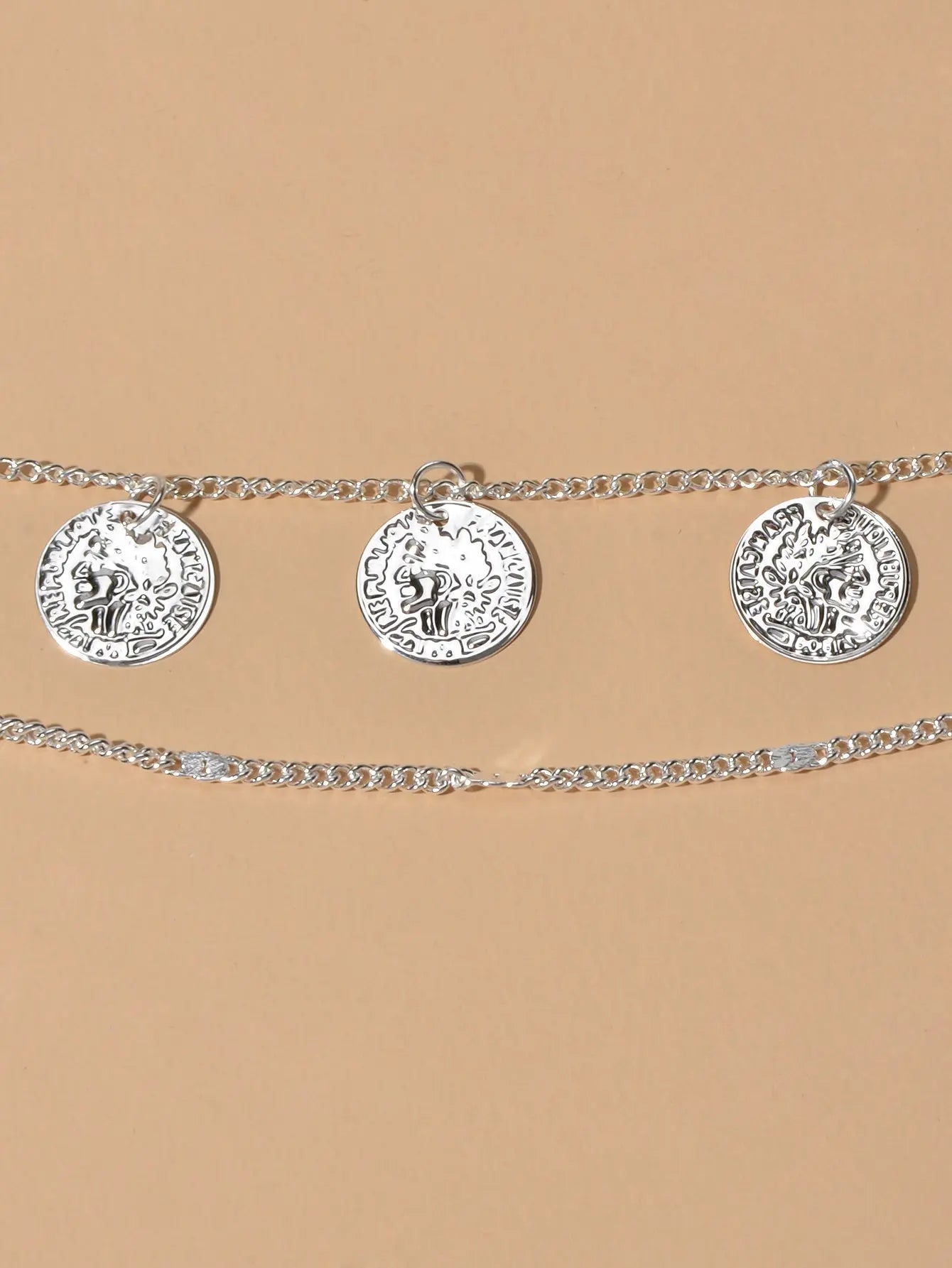 1 pc Boho Chic Double layer Silver Chain Cion Charm Anklet Foot Beach Jewellery Feelontop Jewellery