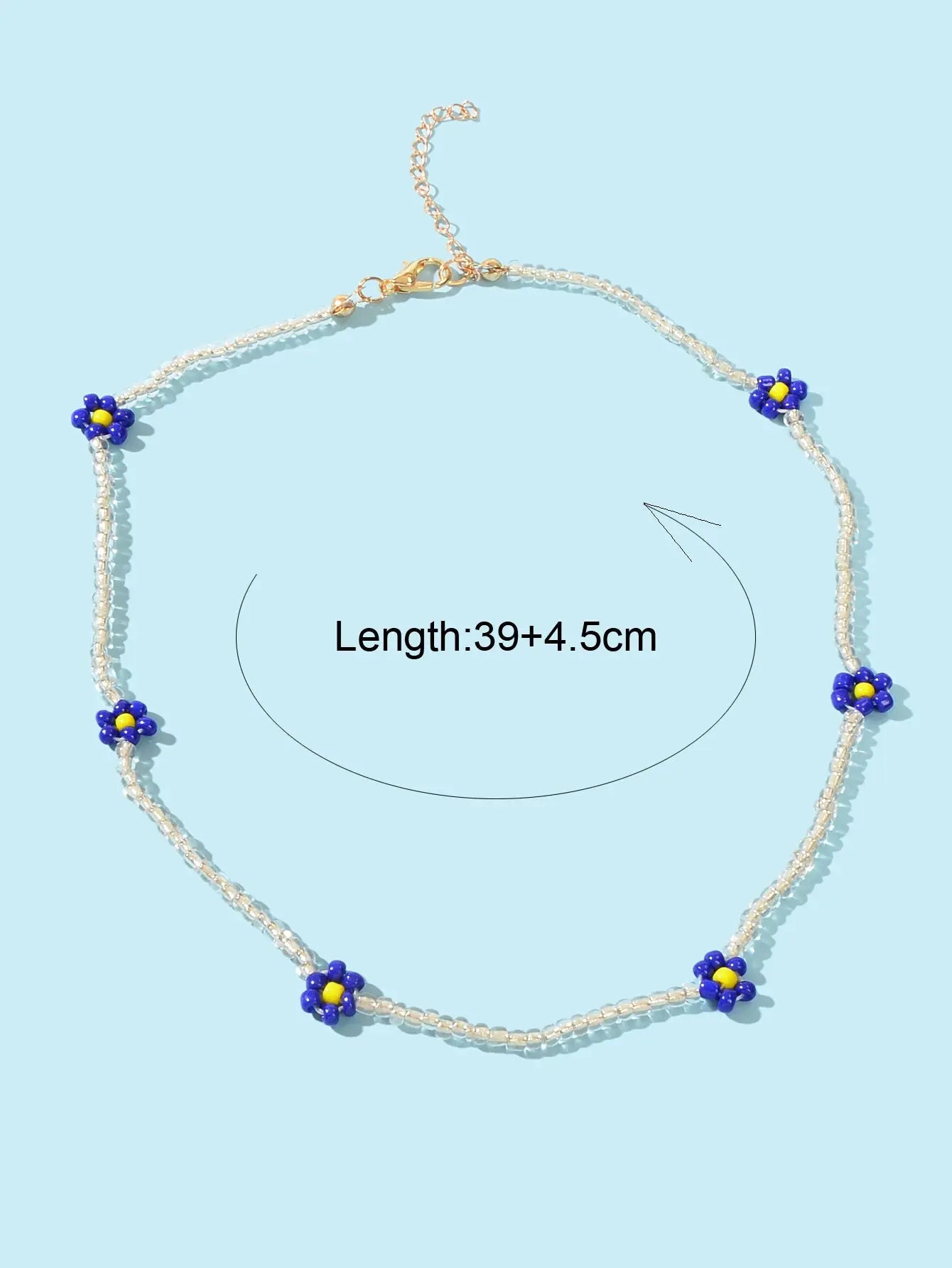 Boho Handmade Seed Beads Choker Blue Flower Collar Necklace Prom Party Jewellery Feelontop Jewellery