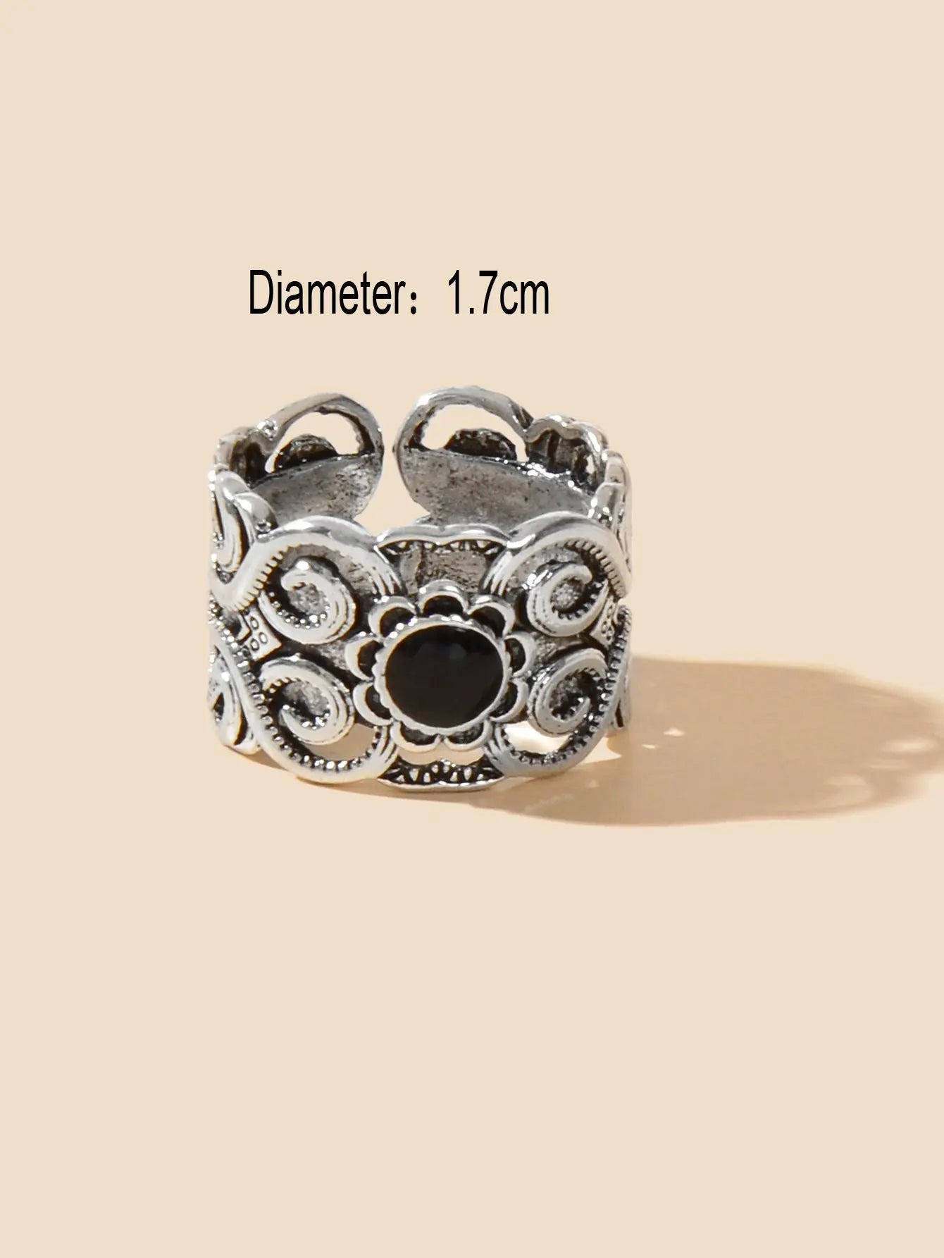Antique Silver Plated Turkish Style Carved Vintage Girls Oxidized Designer Ring Feelontop Jewellery