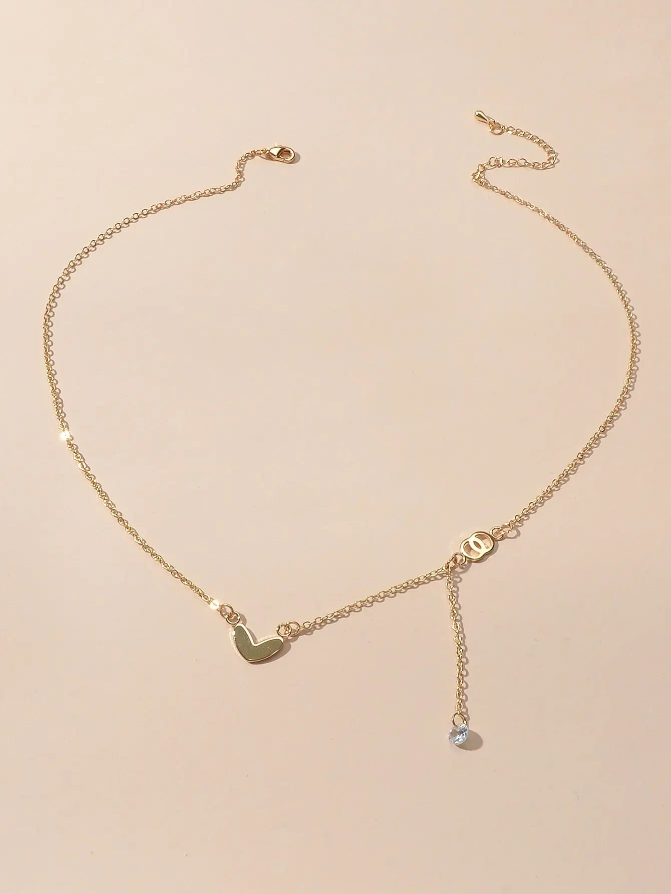 Dainty Party Gift Costume Jewellery Gold Chain Circle Heart Charm Beads Necklace Feelontop Jewellery