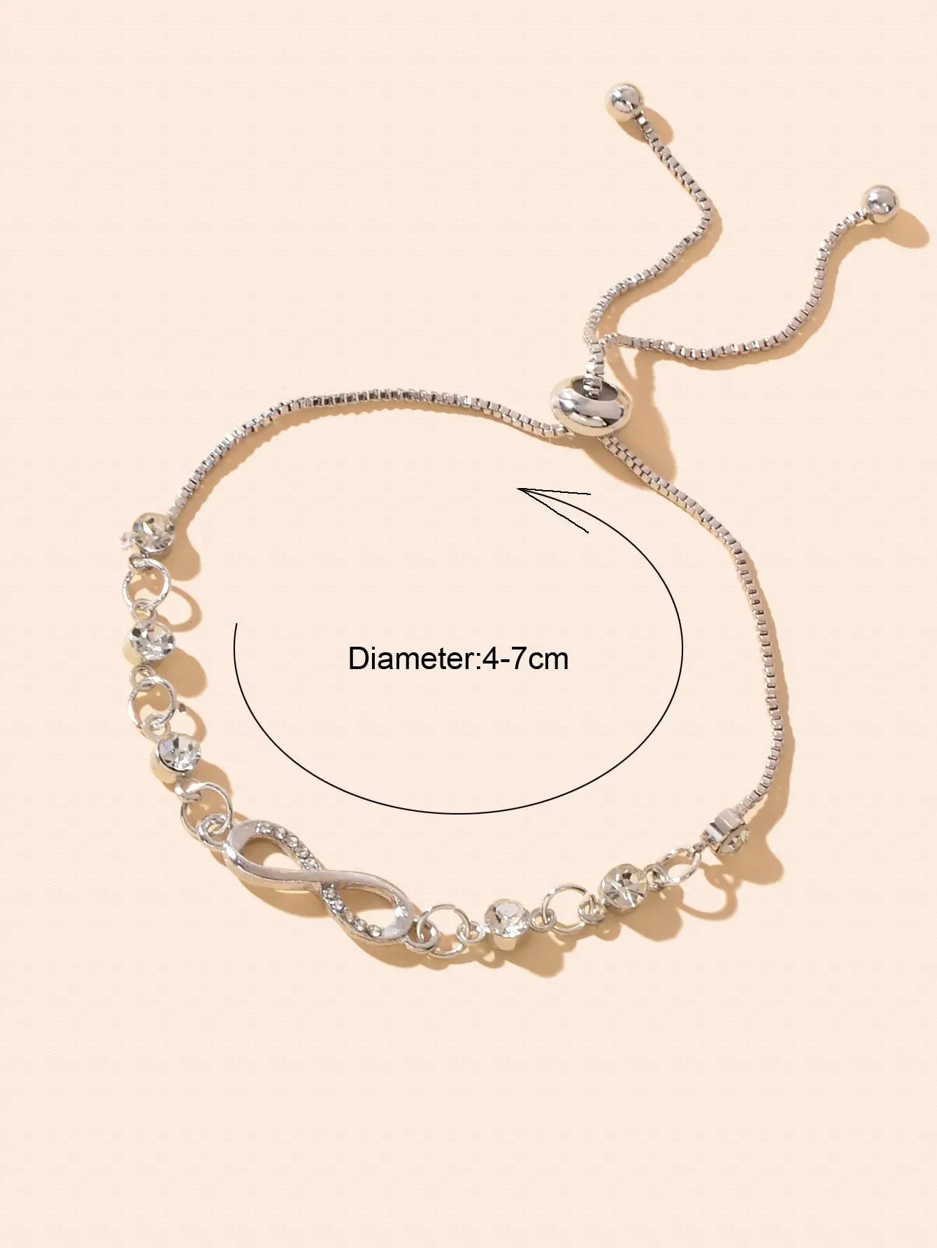 Fashion Women's Adjustable Chain Slide Bracelet Gorgeous Zircon Crystal Jewelry Feelontop Jewellery