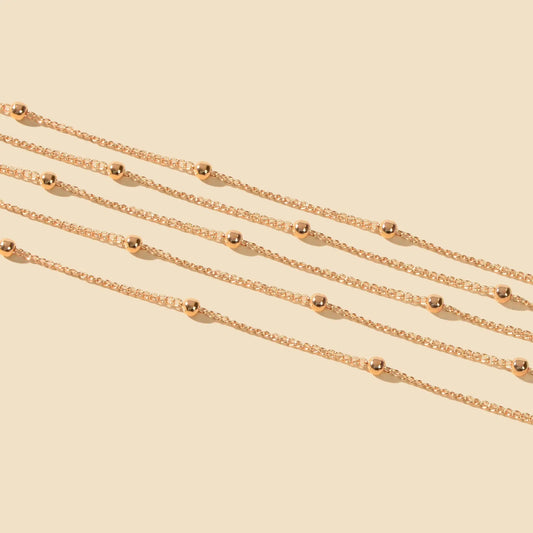 5pcs Gold Beads Chain Layered Necklaces Simple Short Chokers Delicate Jewellery Feelontop Jewellery