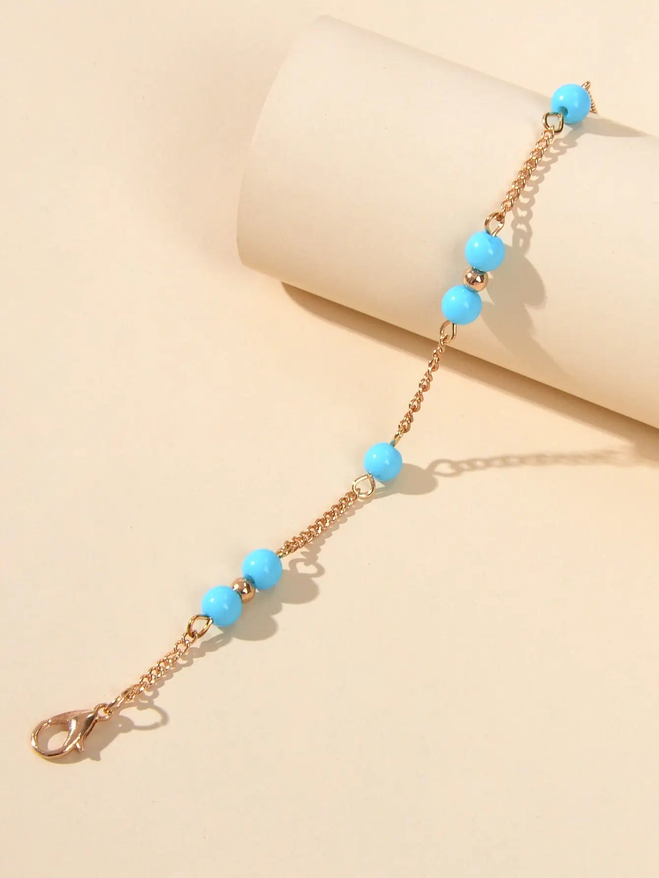 1pc Chain Blue Beads Anklet Boho Chic Barefoot Sandal Ankle Foot Beach Jewellery Feelontop Jewellery