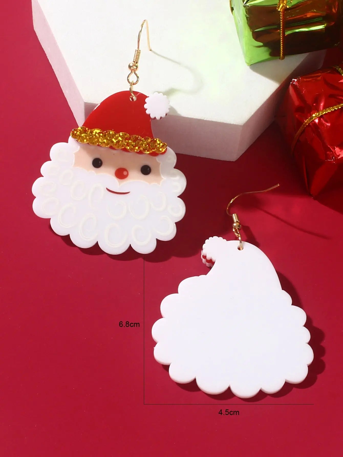 Christmas Festival Jewellery Acrylic Santa Claus Dangle Earrings Dainty Gifts Feelontop Jewellery