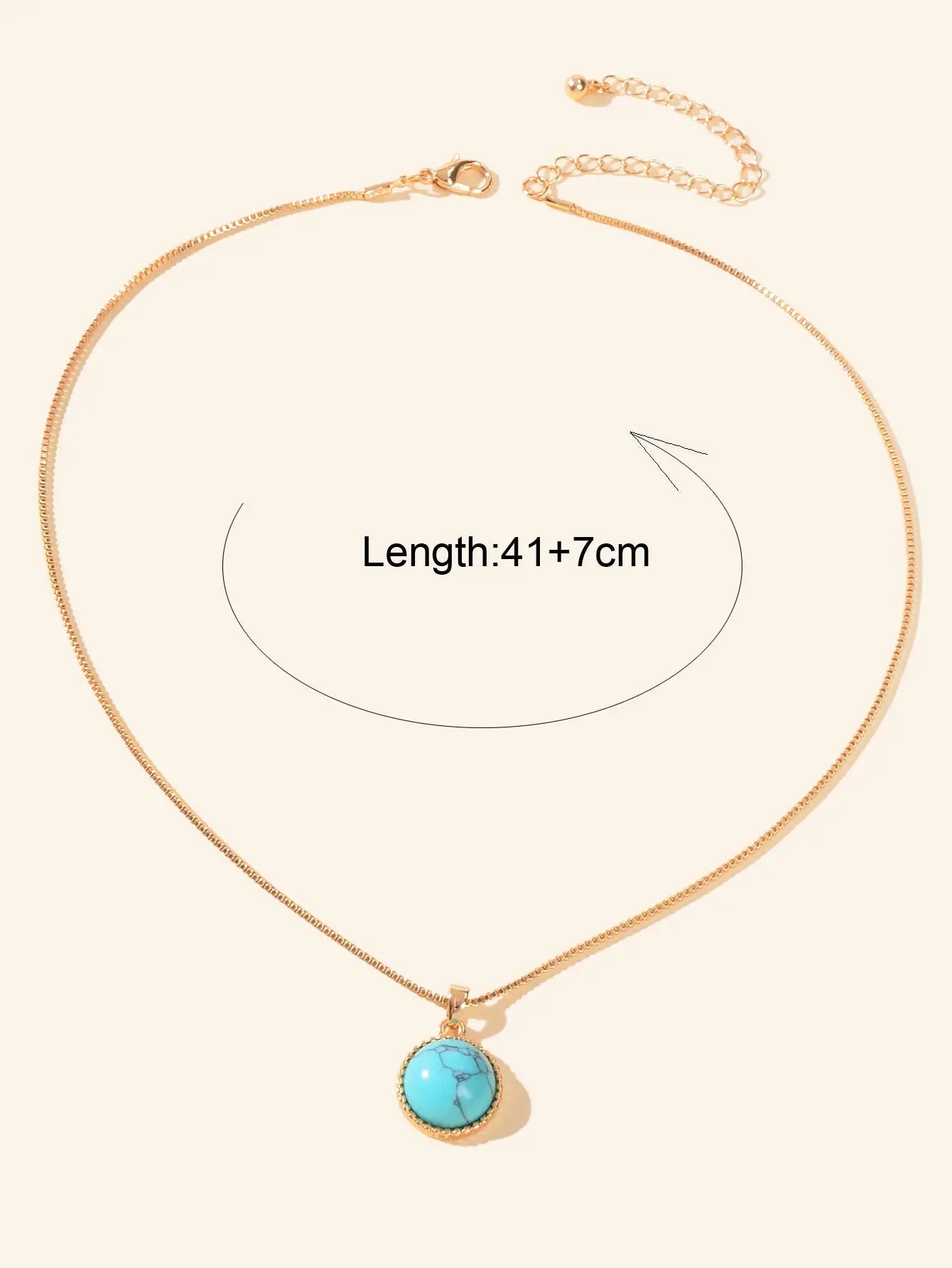 Bohemian Jewelry Gold Chain Round Turquoise Pendant Necklace Ethnic Accessories Feelontop Jewellery