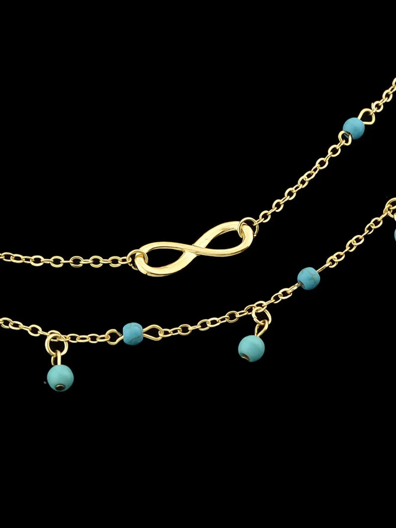 1 pc Double layer Chain Turquoise Infinity Anklet Barefoot Foot Beach Jewellery Feelontop Jewellery