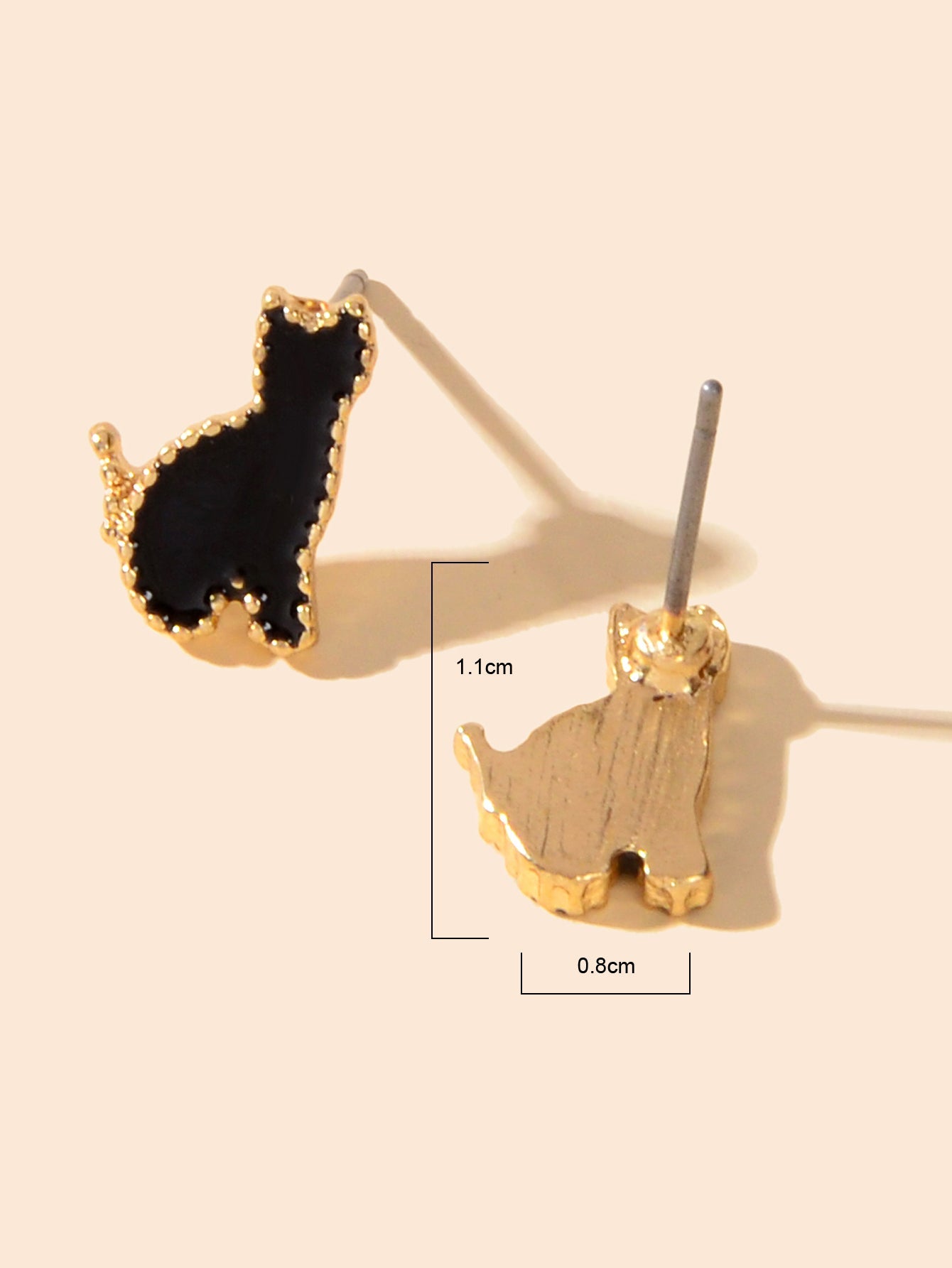 Cute Black Enamel Cat Gold Plated Stud Earrings Animal Jewellery Gift for Women Feelontop Jewellery