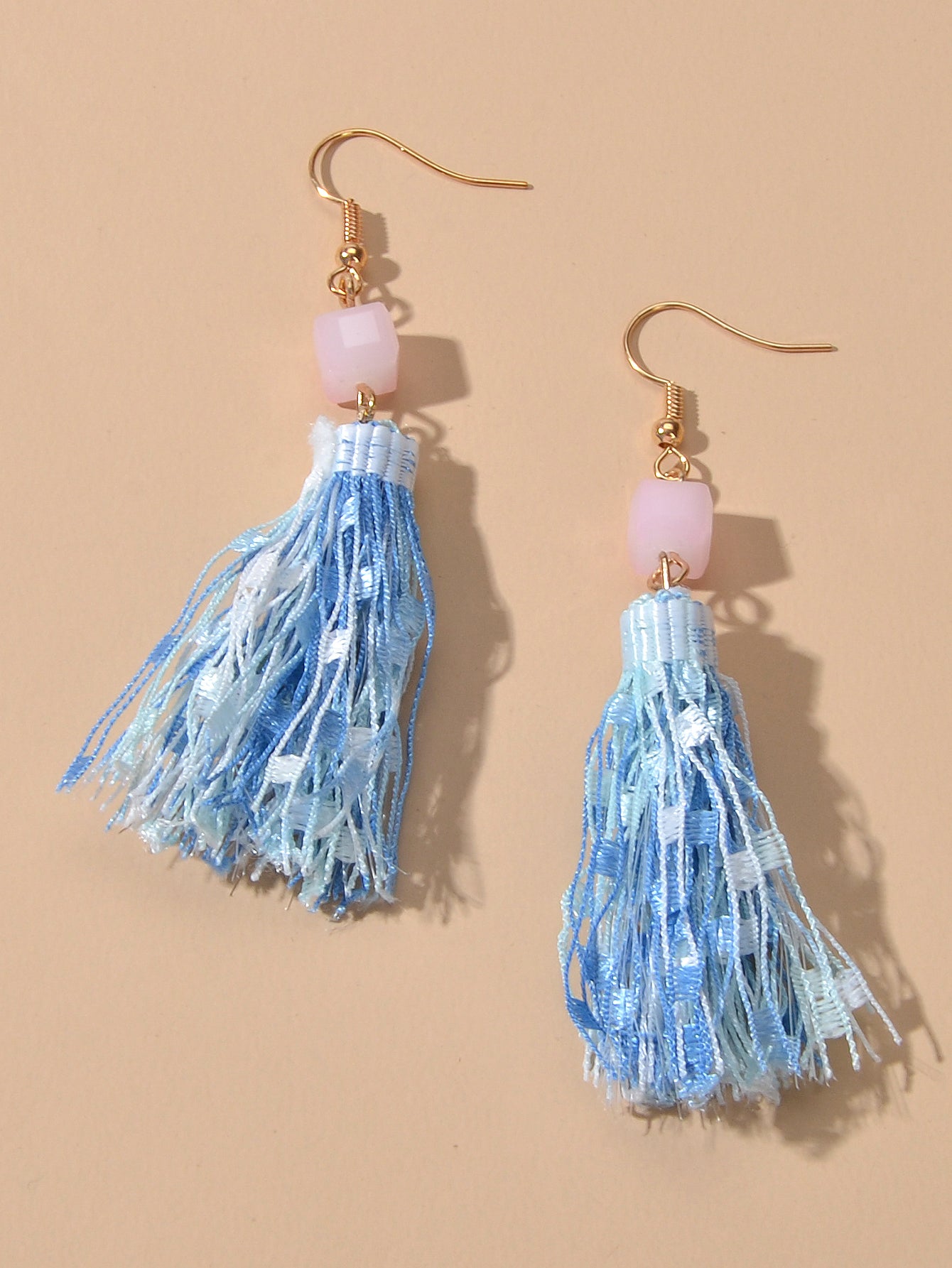 Ethnic Traditional Jewellery Pink Beads Rope Tassel Dangle Earrings for Women Feelontop Jewellery