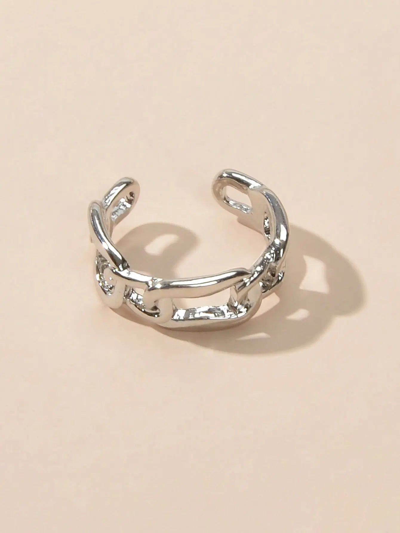 Minimalist Jewelry Metal Lock Chain Design Open Cuff Finger Trendy Ring AU Stock Feelontop Jewellery