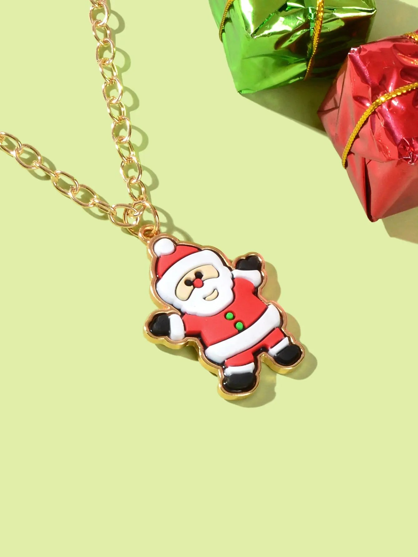 Santa Claus Pendant Necklace Christmas Ornaments Jewellery Girls Holiday Gift Feelontop Jewellery
