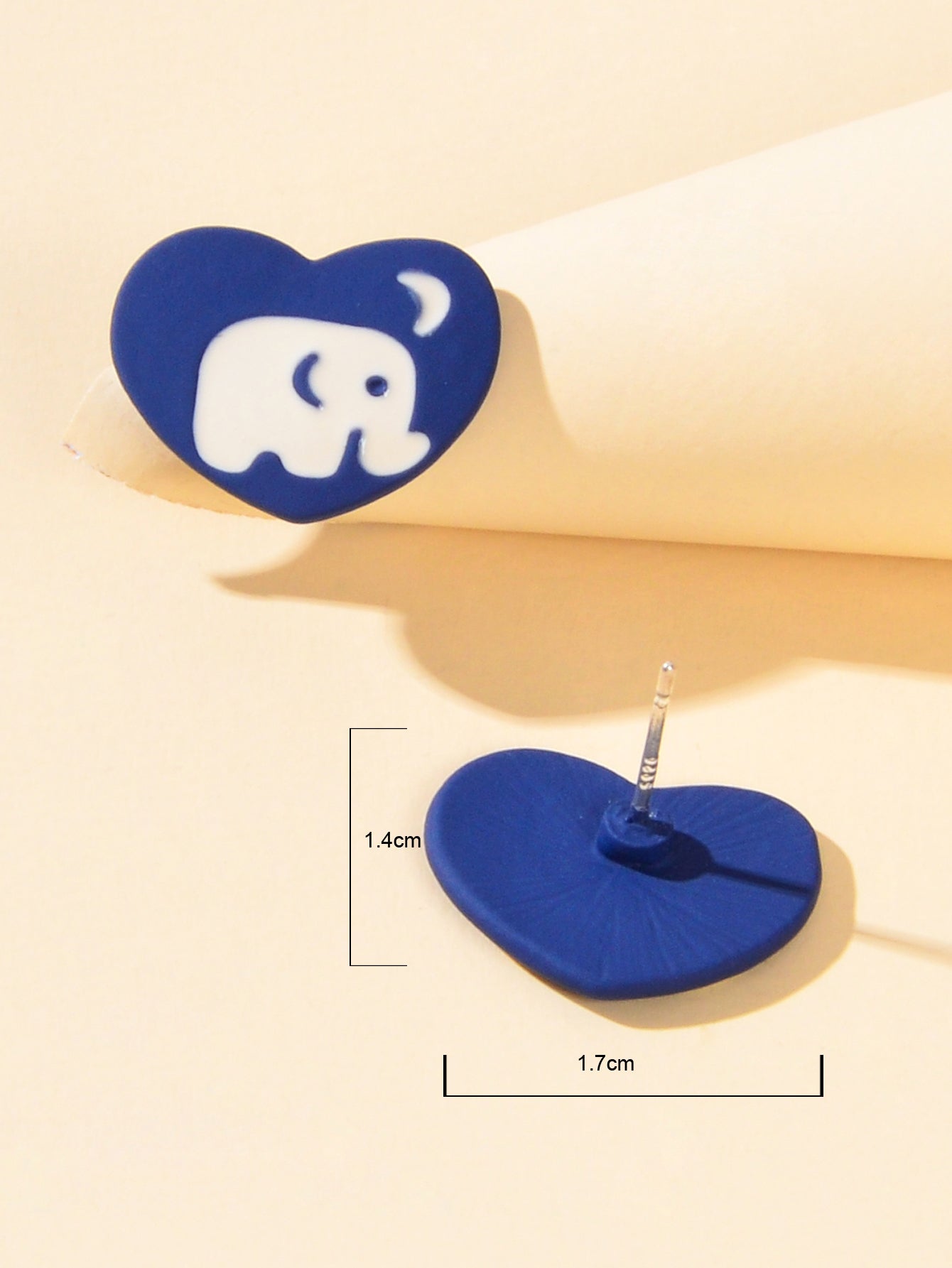 Sweet White Elephant Blue Heart Hypoallergenic Stud Earrings Women Birthday Gift Feelontop Jewellery