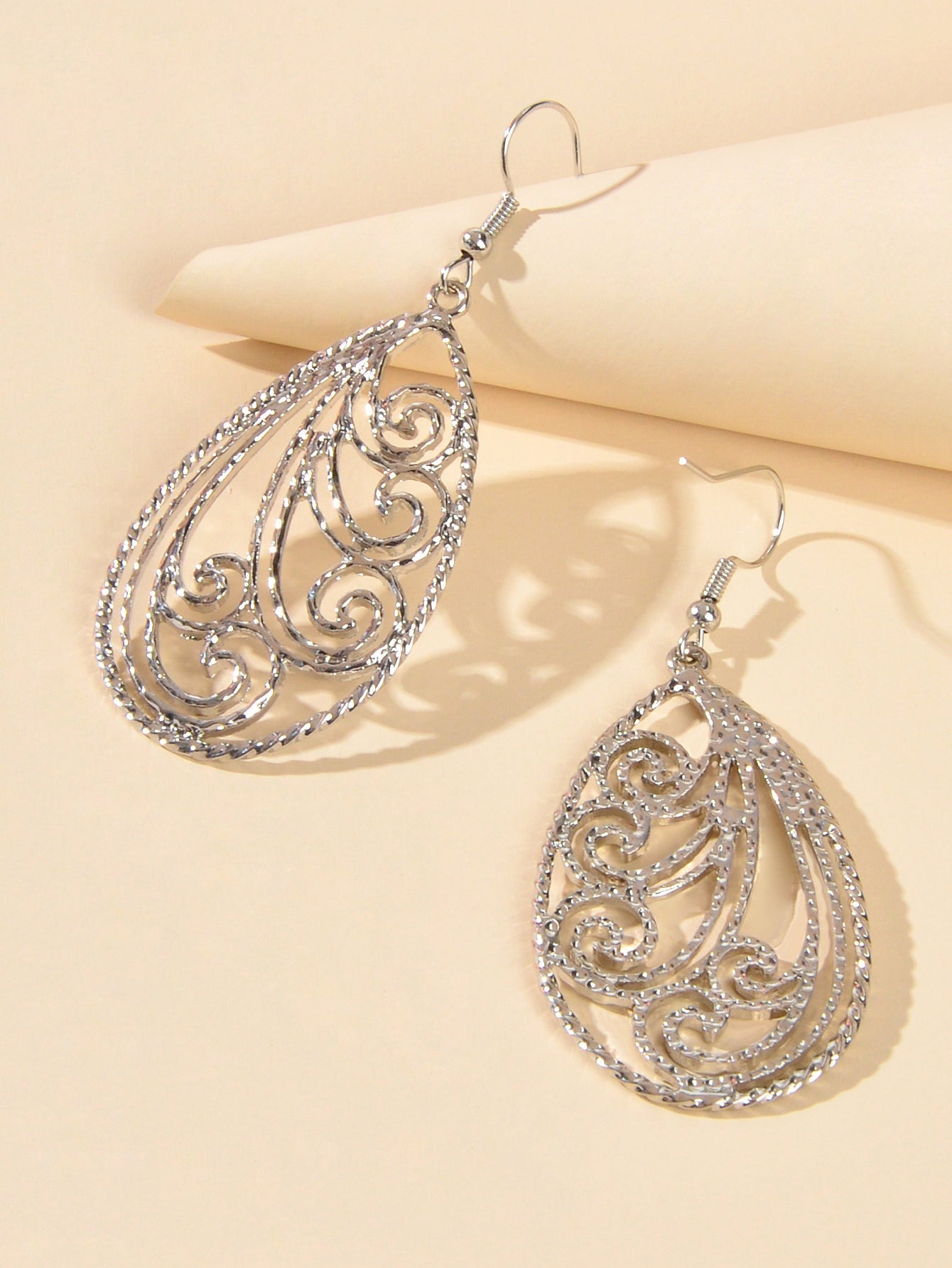 Party Decoration Women Gold Silver Hollow out Flower Water Drop Dangle Earrings Feelontop Jewellery