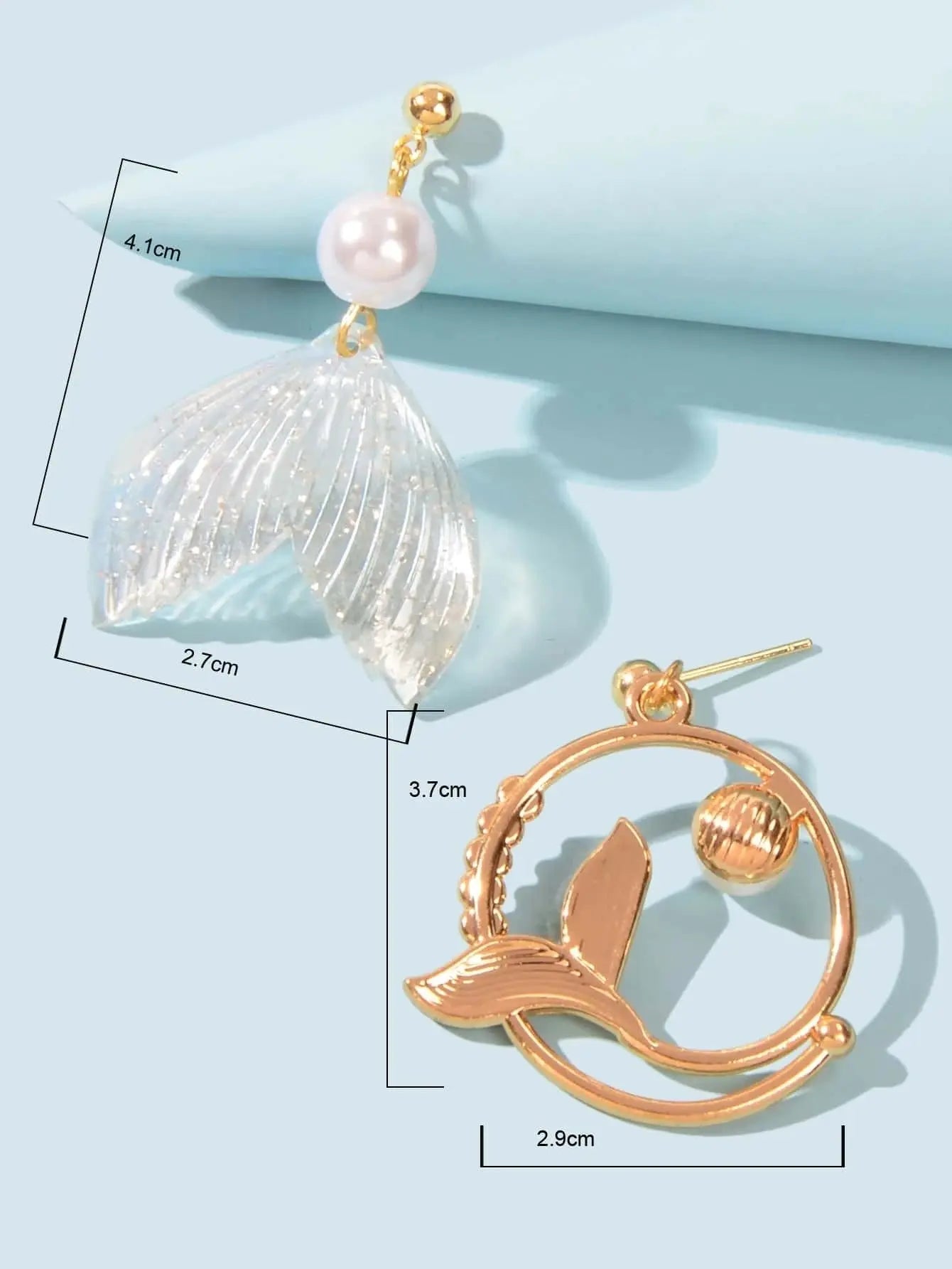 Exquisite Women Accessories Pearl Decor Mermaid Tail Asymmetric Holiday Earrings Feelontop Jewellery