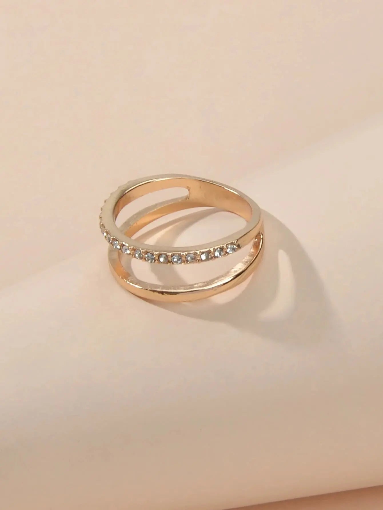 Fashion Jewelry Rhinestone Gold Eternity Ring Women Wedding Party Accessories Feelontop Jewellery