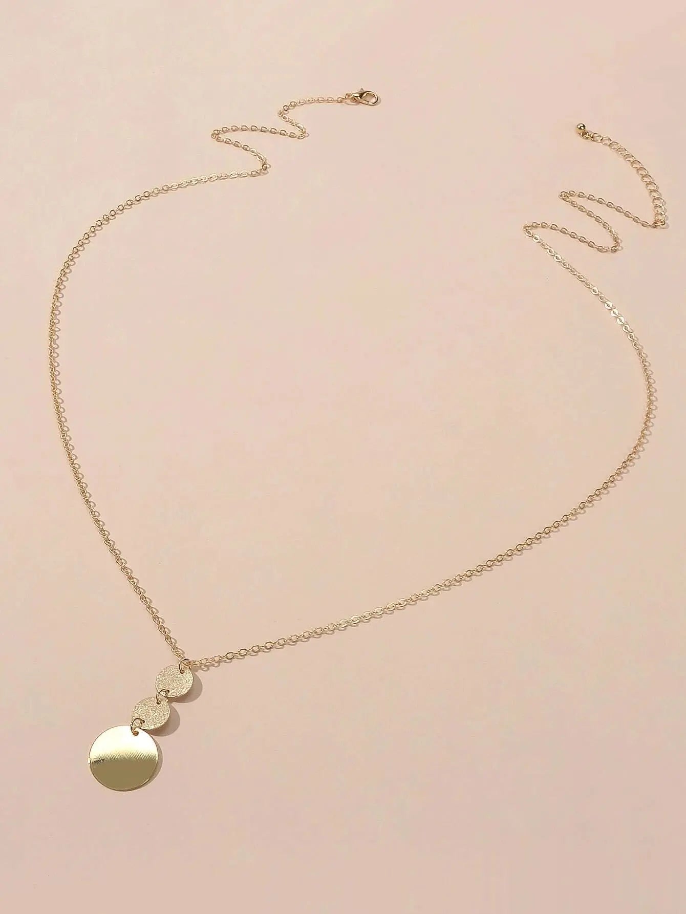 2 pcs Gold Chain Round Disc Love Heart Pendant Necklace Double Collar Women Gift Feelontop Jewellery