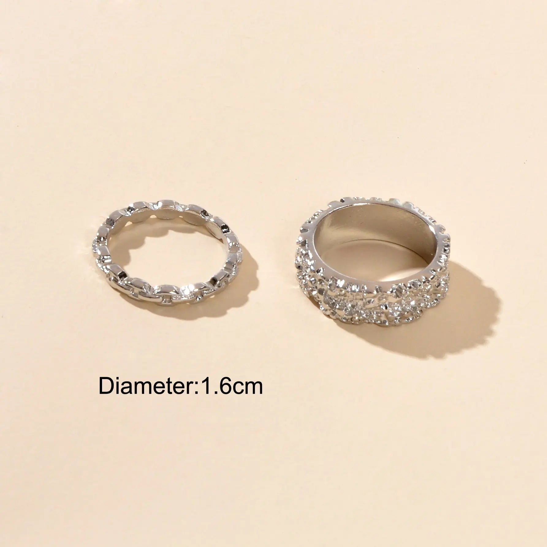 Trendy Jewellery Minimalist 2 pcs Gold Silver Stackable Multiple Finger Ring Set Feelontop Jewellery