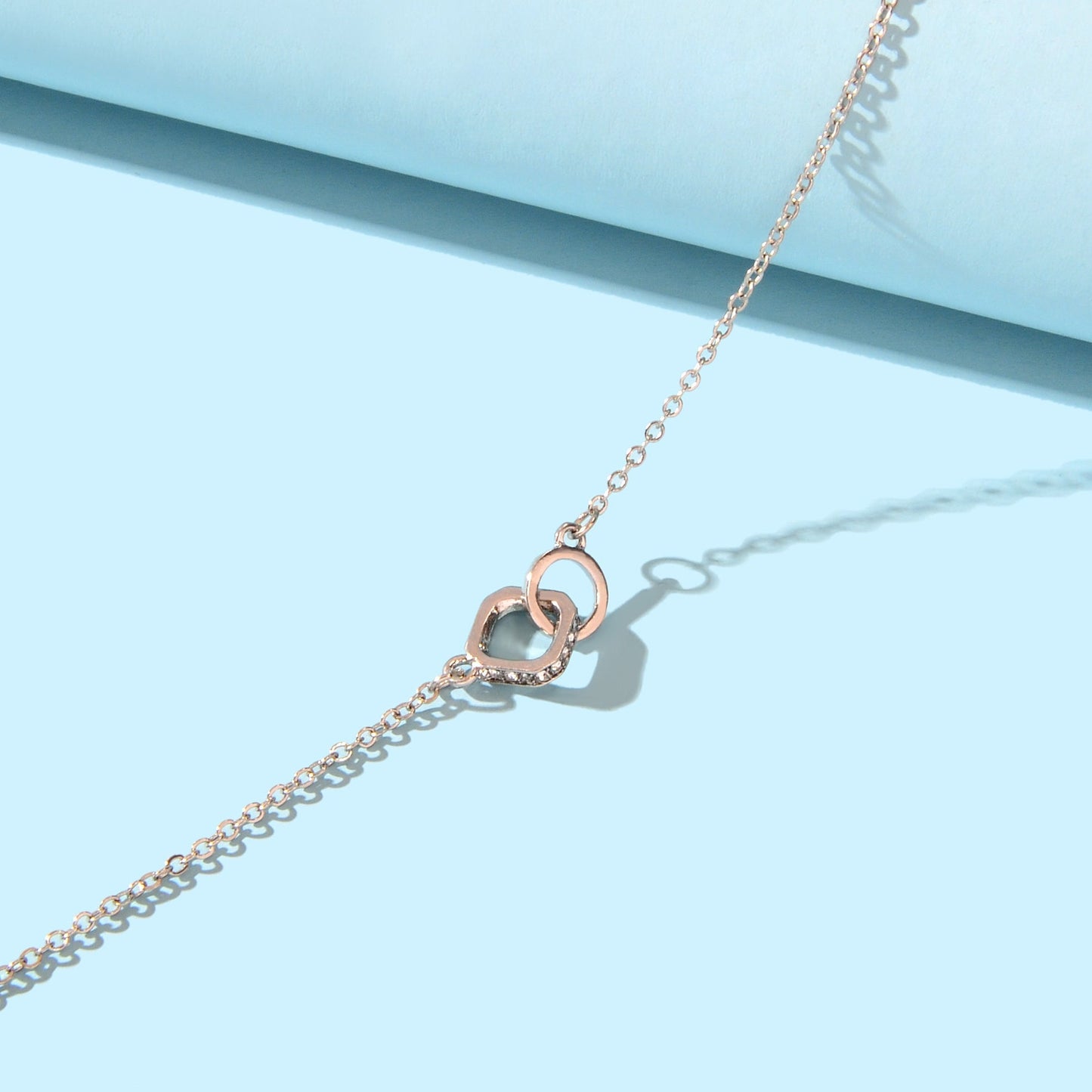 Trendy Jewelry Rhinestone Square Circle Silver Chain Bracelets for Wedding Party Feelontop Jewellery