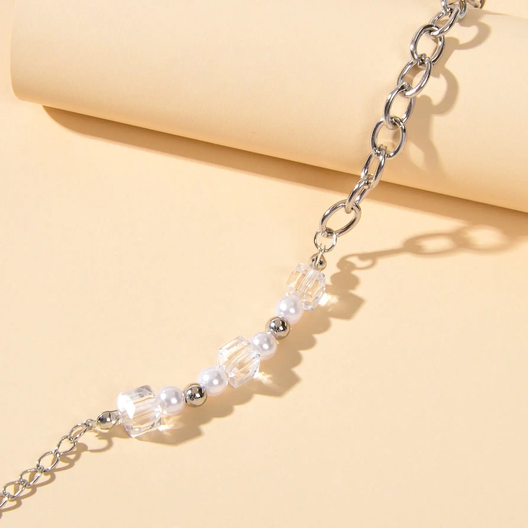 Trendy Accessories Transparent Beads Pearl Silver Chain Bracelet Female Jewelry Feelontop Jewellery