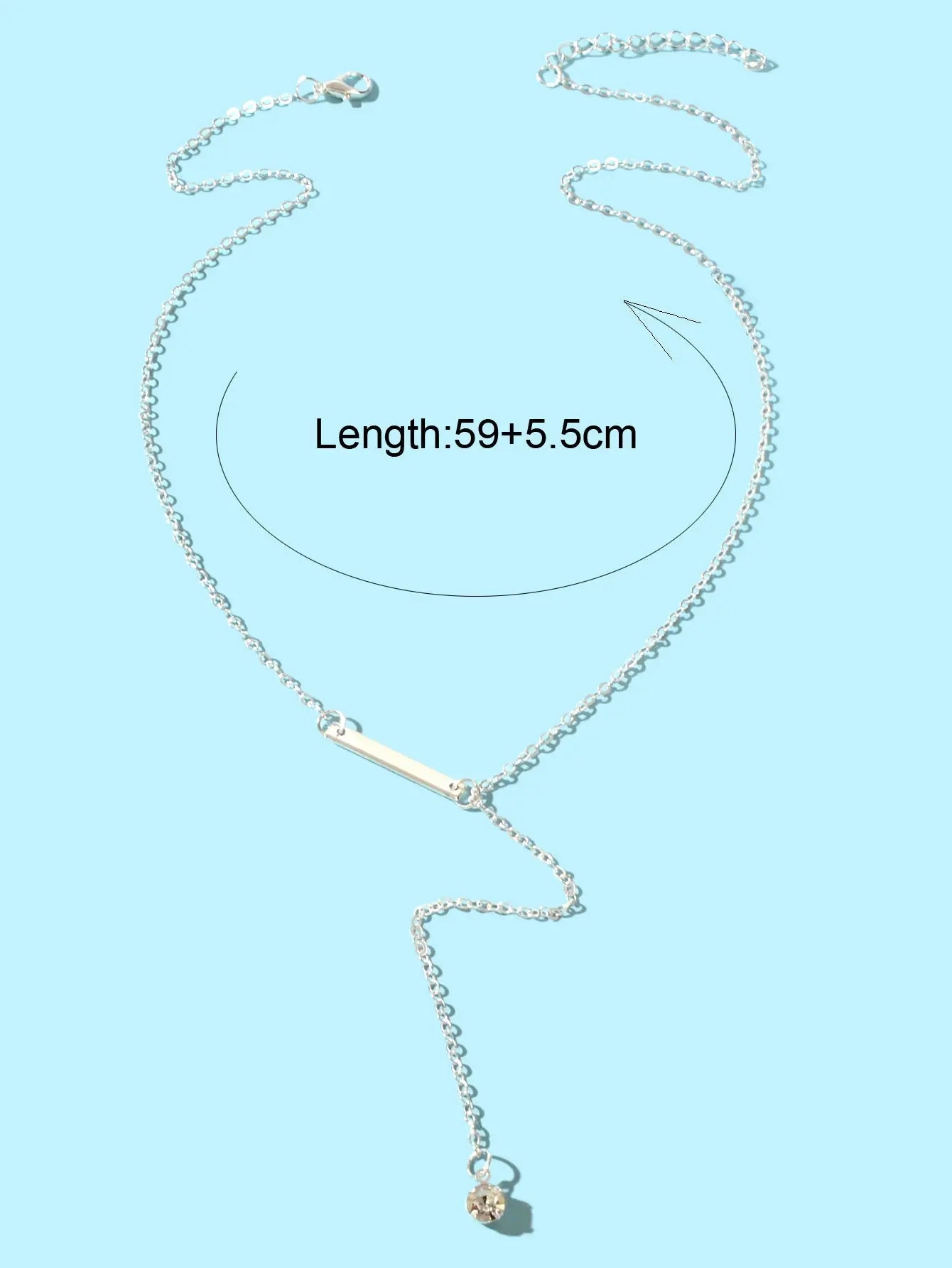 Feelontop Jewellery Silver Chain Rhinestone Fringe Y Necklace Women Accessories Feelontop Jewellery