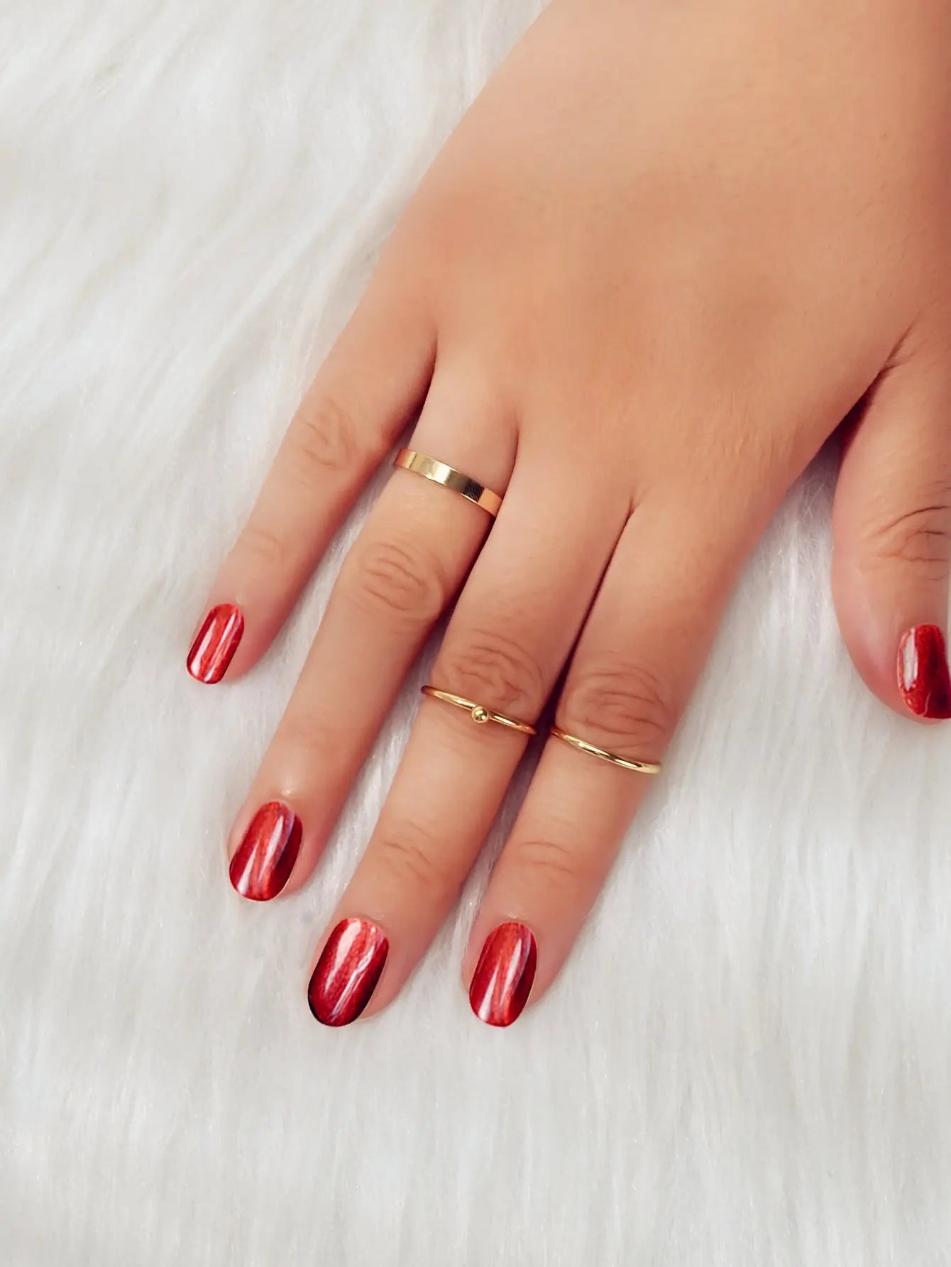 Stackable 3 pcs Gold Metal Minimalist Finger Ring set Multiple Rings Bulk Pack Feelontop Jewellery