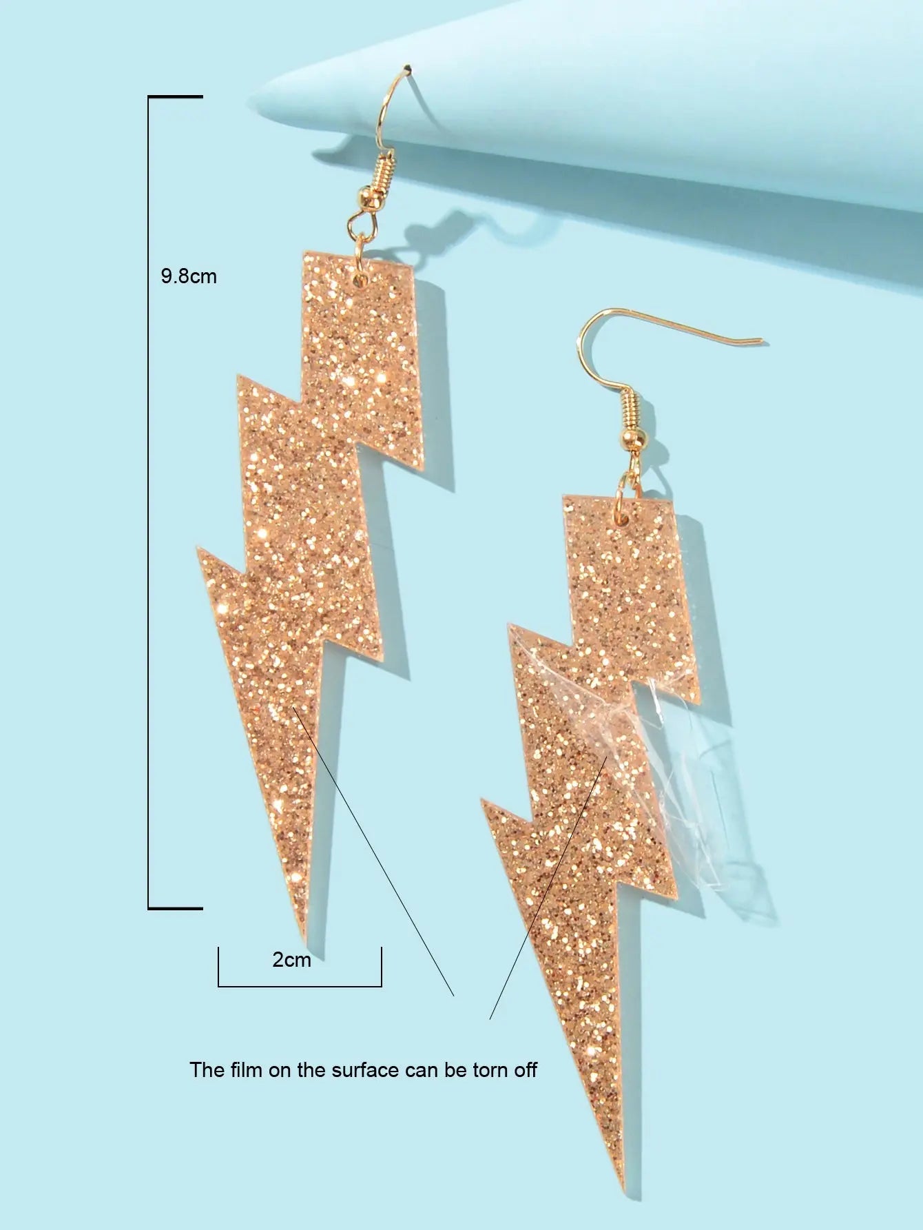 Sparkling Retro Party Acrylic Exaggerated Women Lightning Bolt Dangle Earrings Feelontop Jewellery