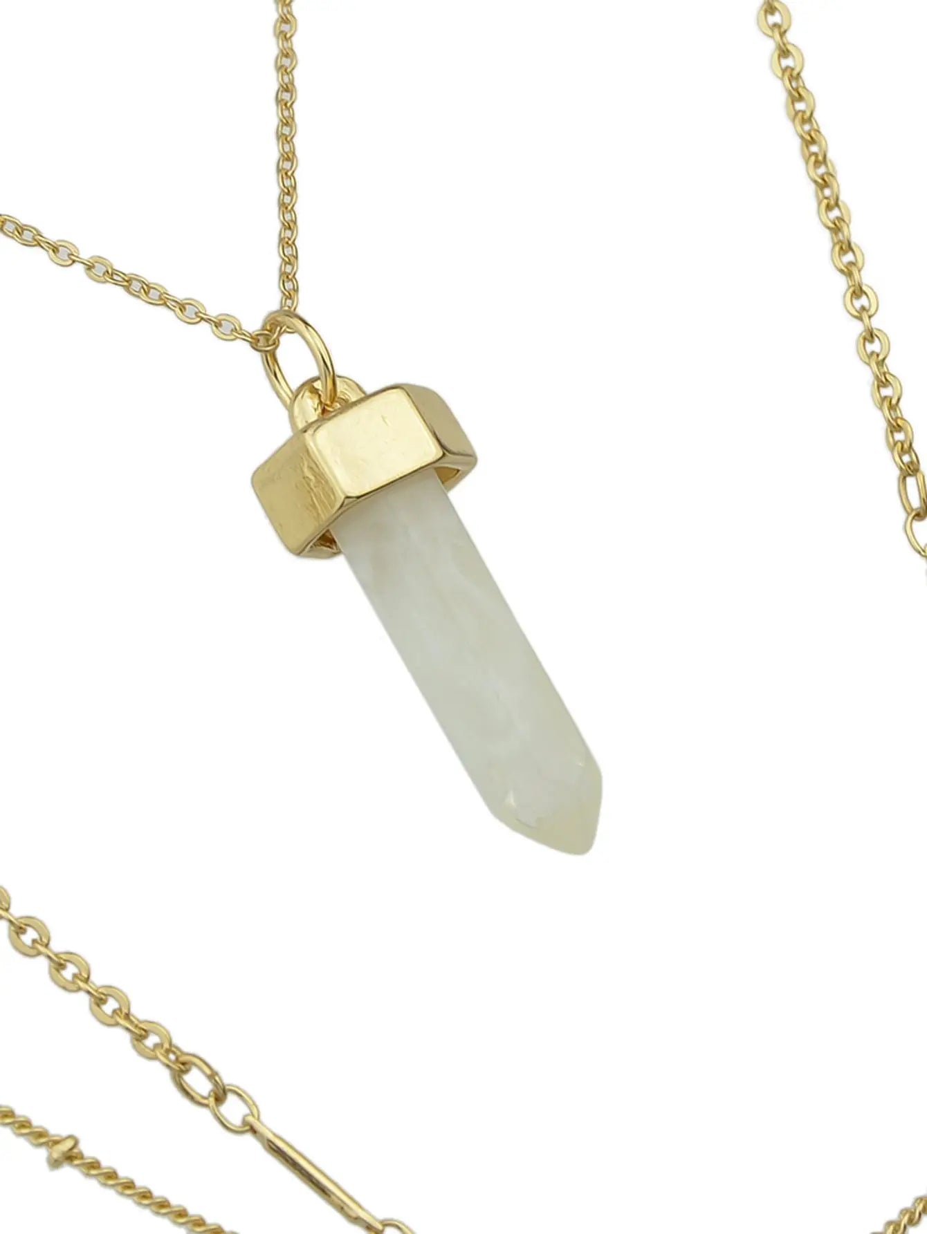 Multi-layer Gold Chain White Bullet Point Pendant Necklace Boho Chic Jewellery Feelontop Jewellery