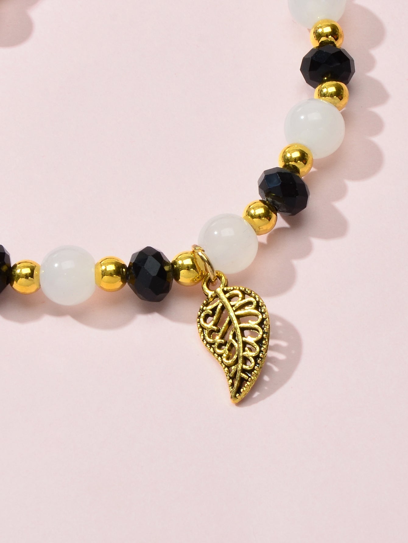 Ethnic Traditional Jewellery Handmade Beads Elastic Leaf Charm Bangle Bracelet Feelontop Jewellery