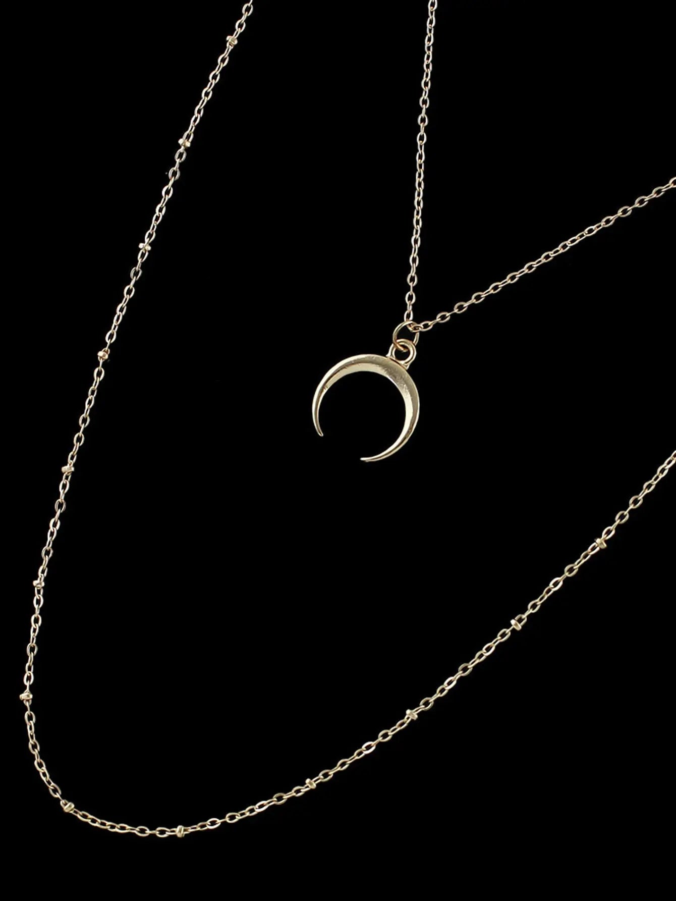 Boho Chic Multi-layer Gold Silver Chain Horns Charm Necklace Trendy Accessories Feelontop Jewellery