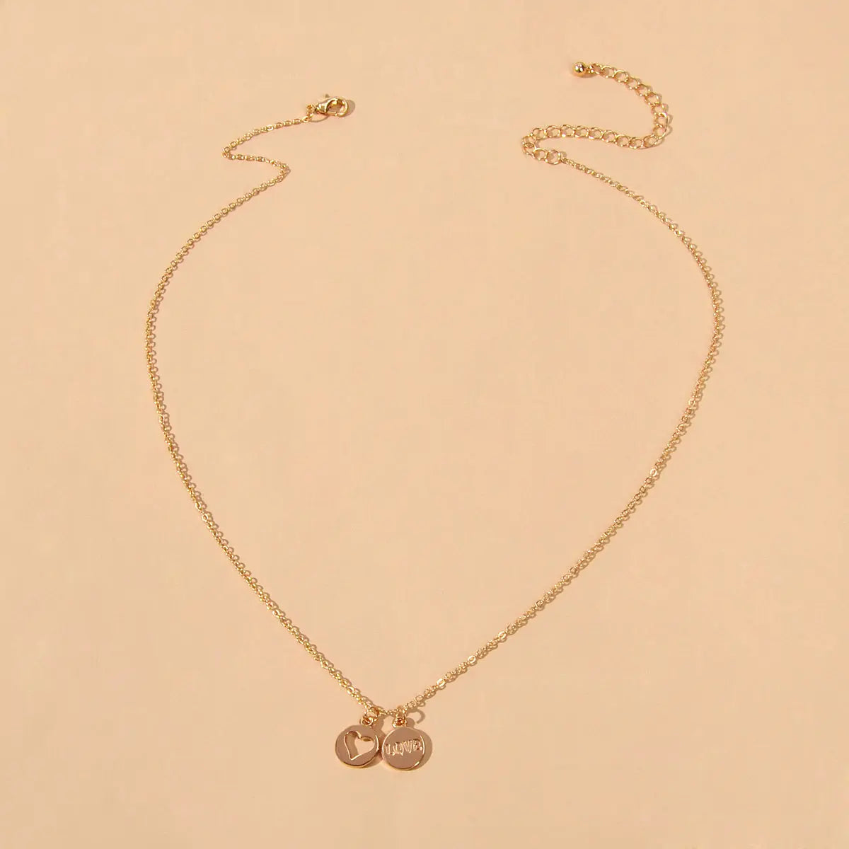 Minimalist Gold Chain Letter Love Heart Round Pendant Necklace Jewellery Gift Feelontop Jewellery