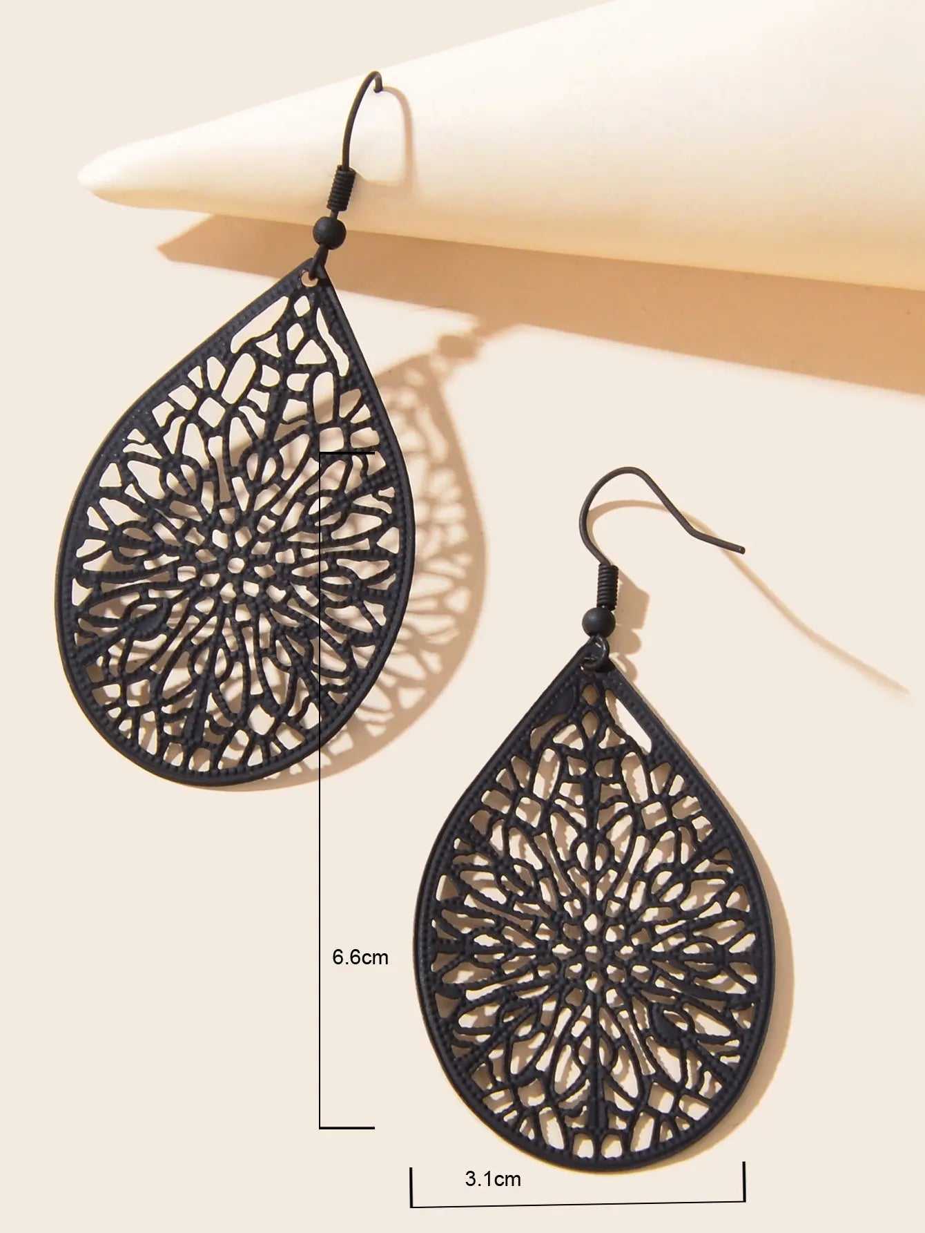 Vintage Black Flower Pattern Hollow Water Drop Earrings Trendy Women Accessories Feelontop Jewellery